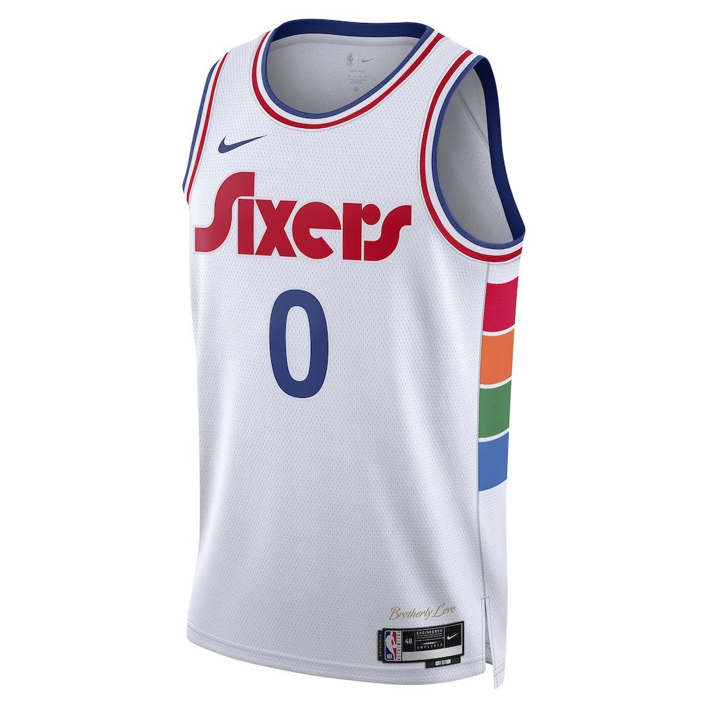 Alternative view of Tyrese Maxey 0 Philadelphia 76ers Unisex 2024/25 Swingman Player Jersey - City Edition - White - JS116 