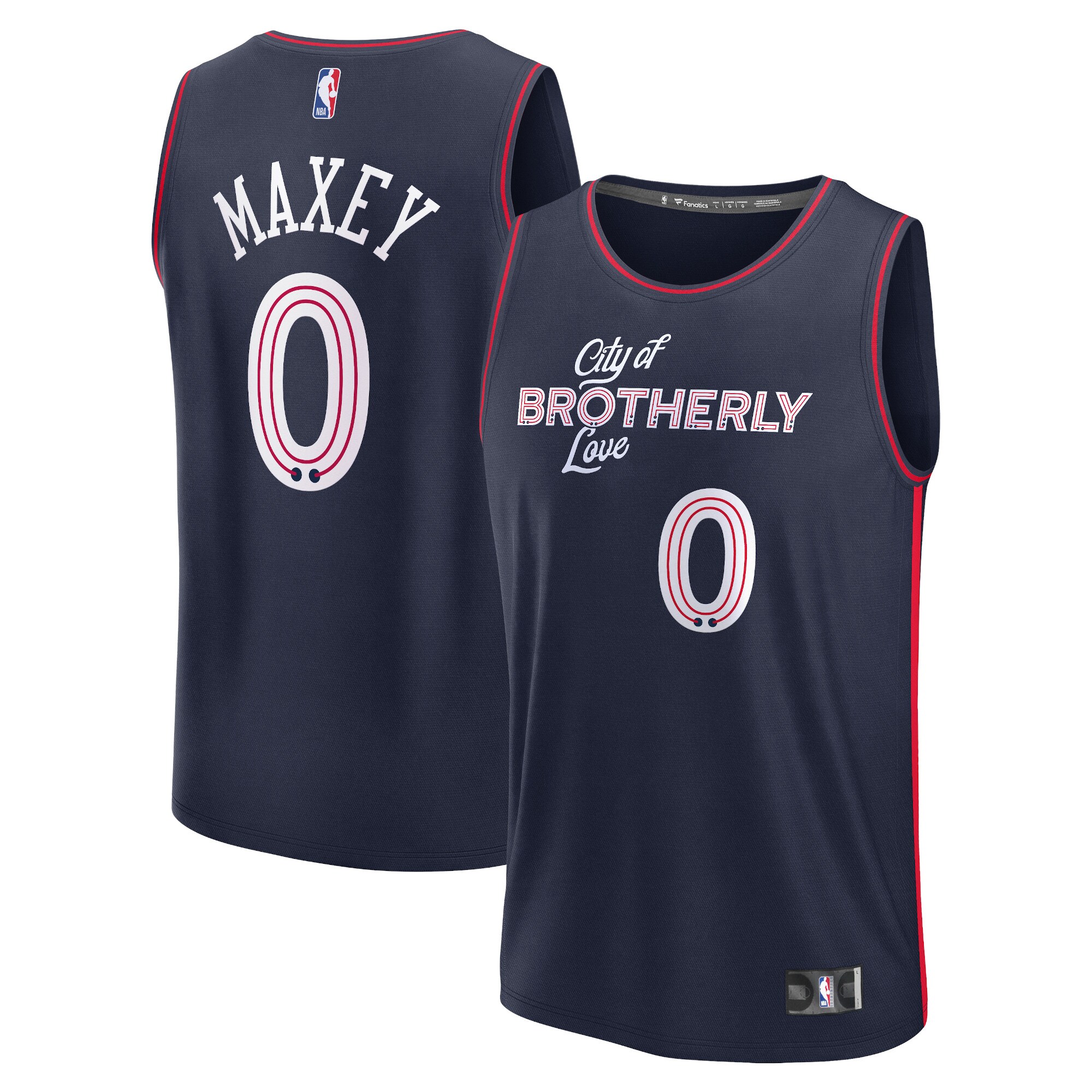Tyrese Maxey Philadelphia 76ers Fanatics Fast Break Jersey - Navy - City Edition