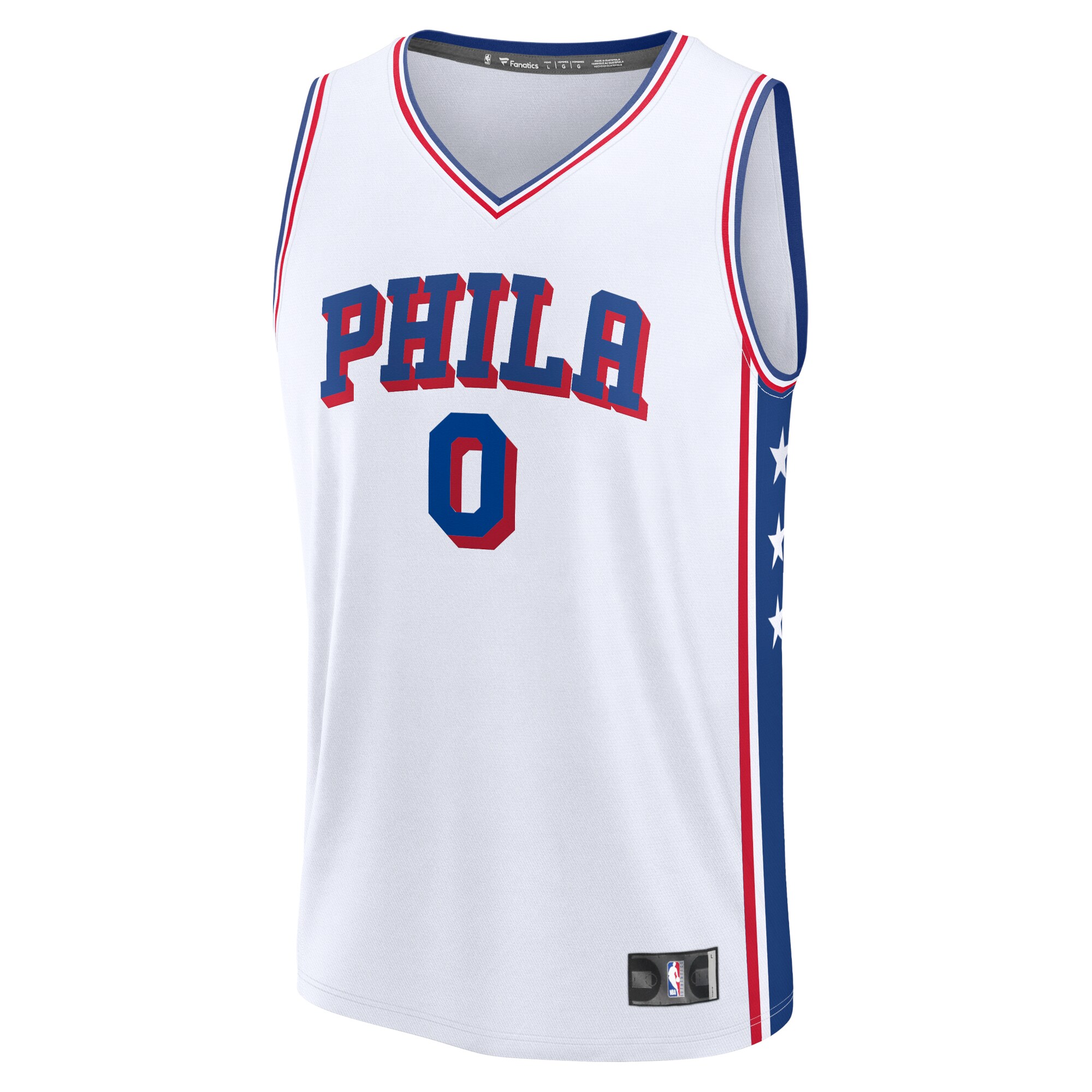 Alternative view of Tyrese Maxey Philadelphia 76ers Fanatics Fast Break Replica Player Jersey – Association Edition – White