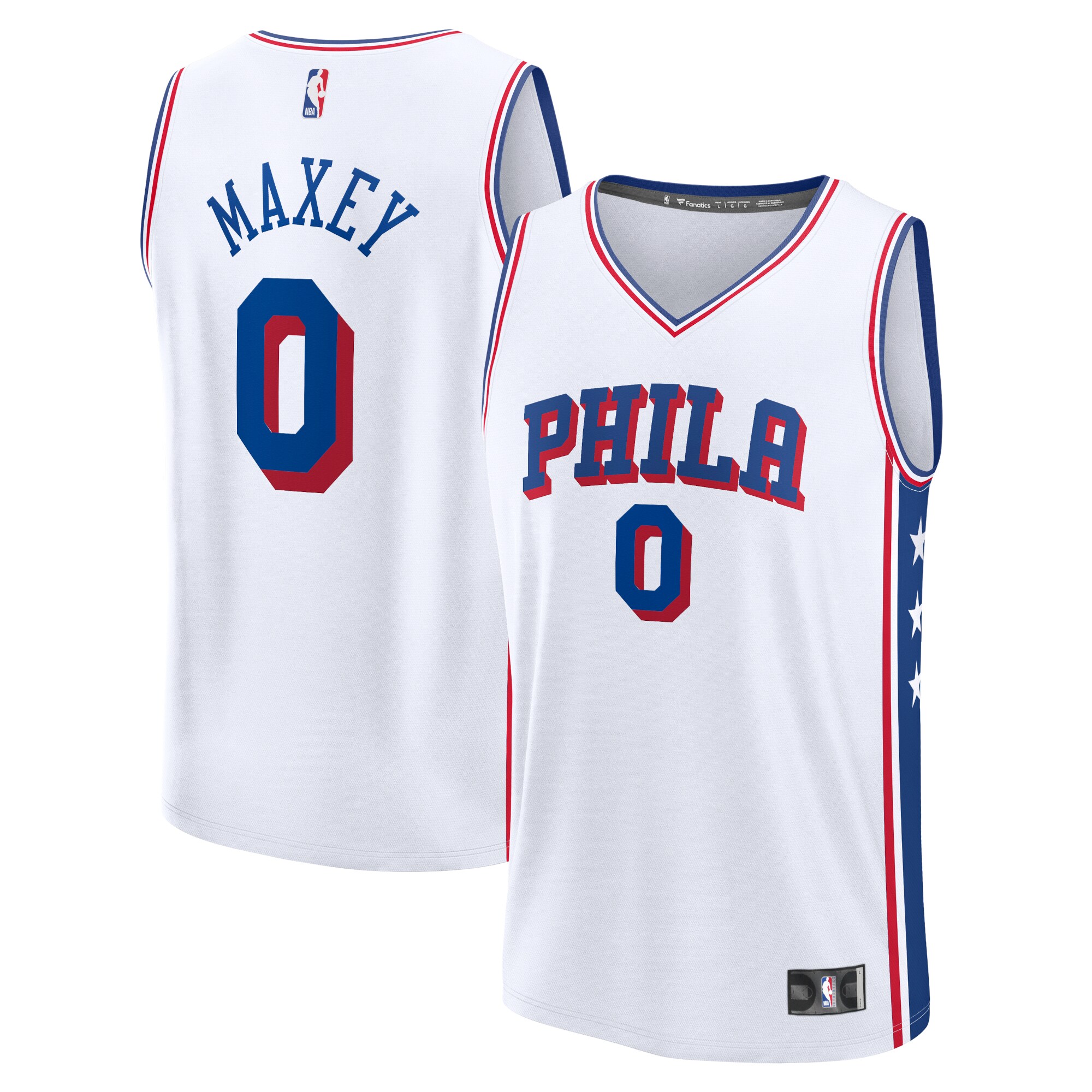 Tyrese Maxey Philadelphia 76ers Fanatics Fast Break Replica Player Jersey – Association Edition – White