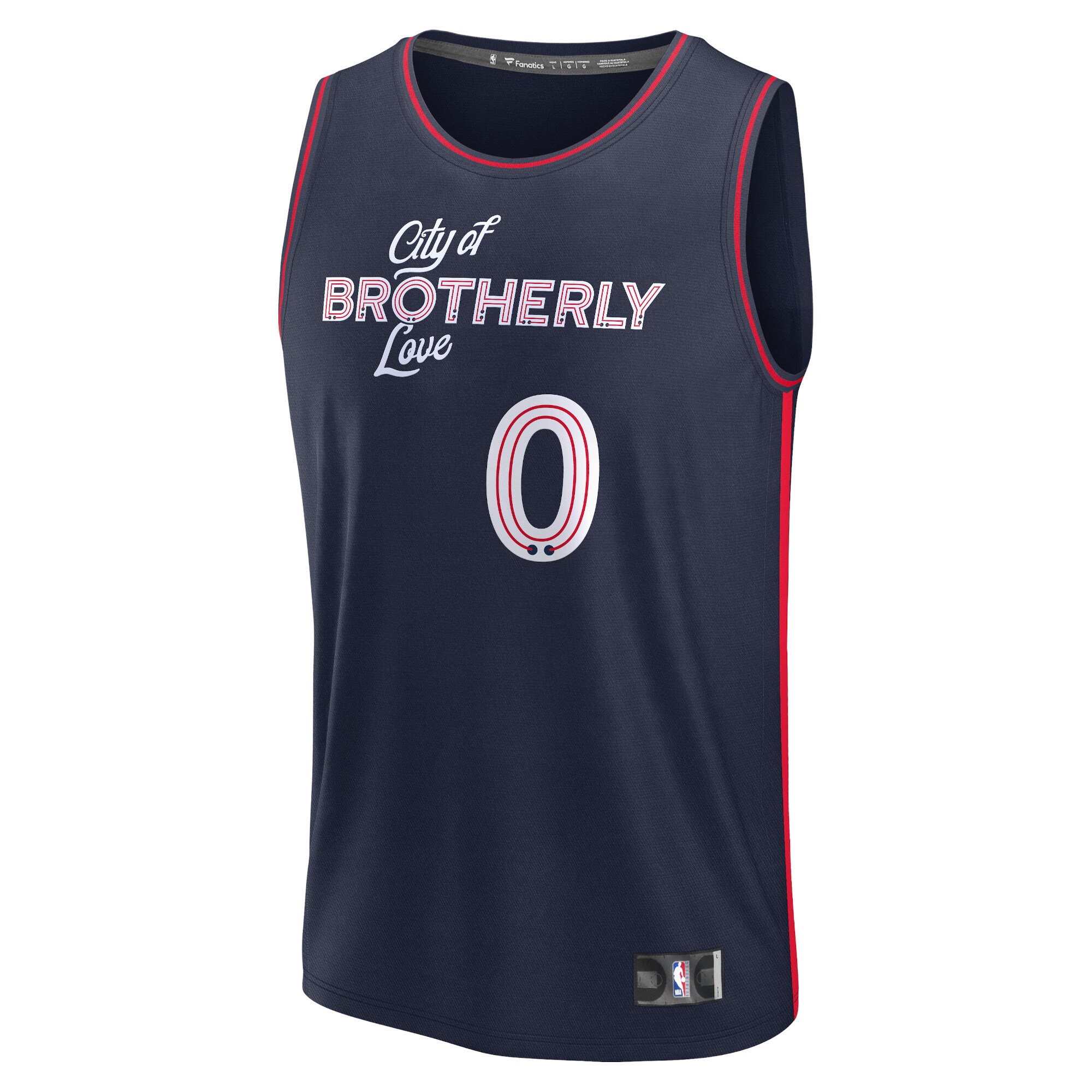 Alternative view of Tyrese Maxey Philadelphia 76ers Fanatics Youth 2023/24 Fast Break Jersey - Navy - City Edition