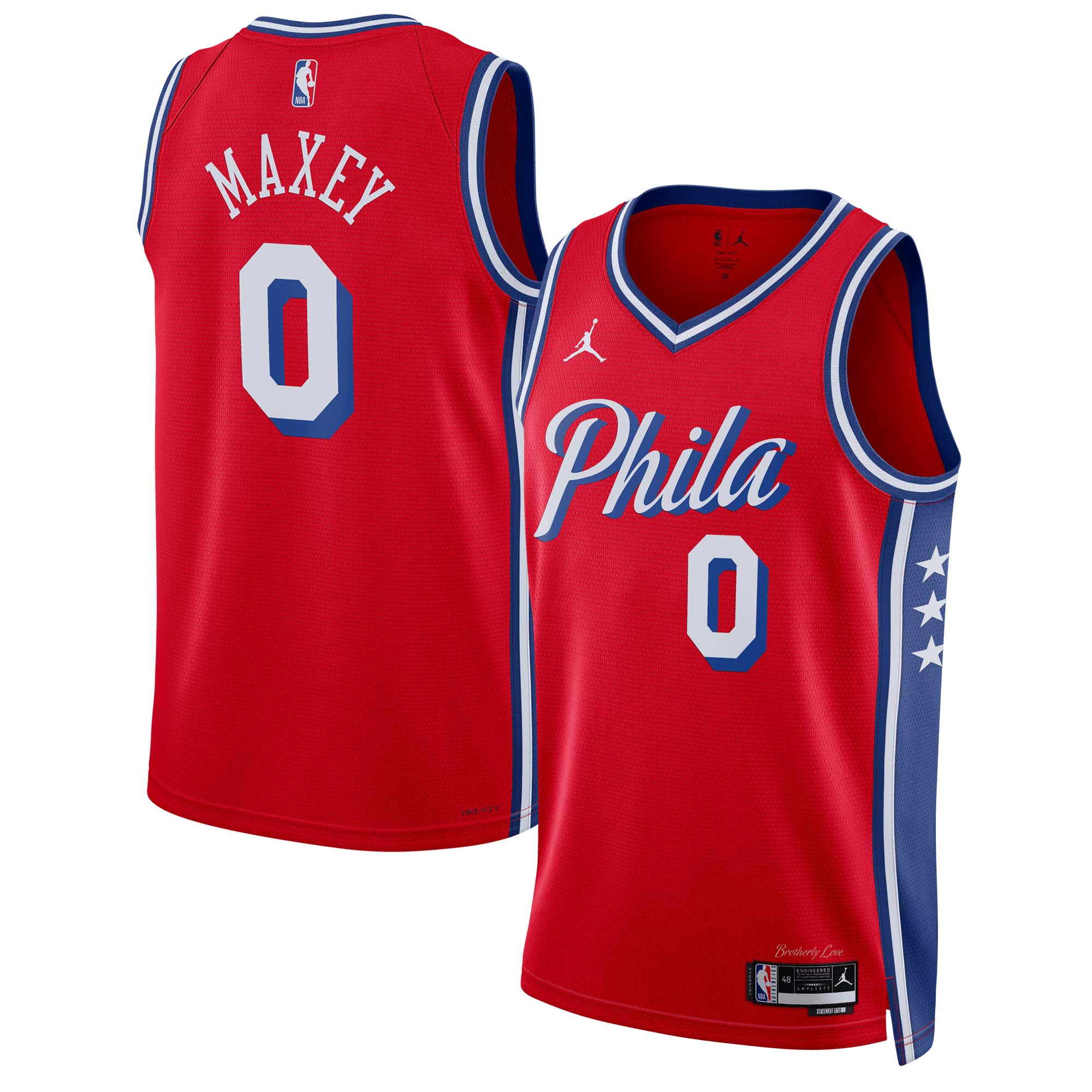 Alternative view of Tyrese Maxey Philadelphia 76ers Jordan Brand Unisex Swingman Jersey - Statement Edition - Red