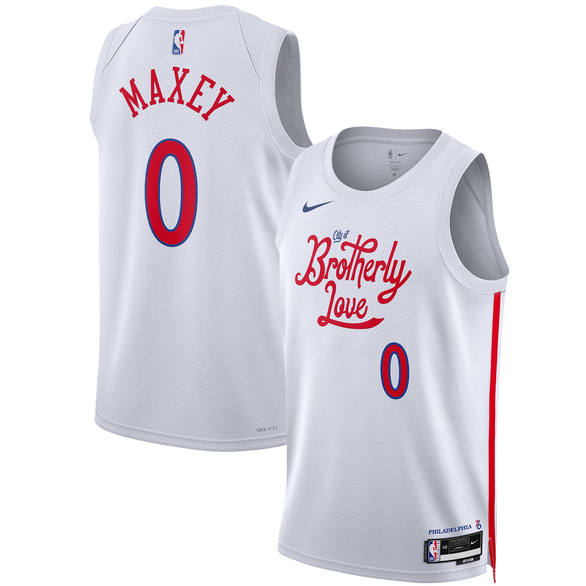Alternative view of Tyrese Maxey Philadelphia 76ers Unisex 2022/23 Swingman Jersey - City Edition - White