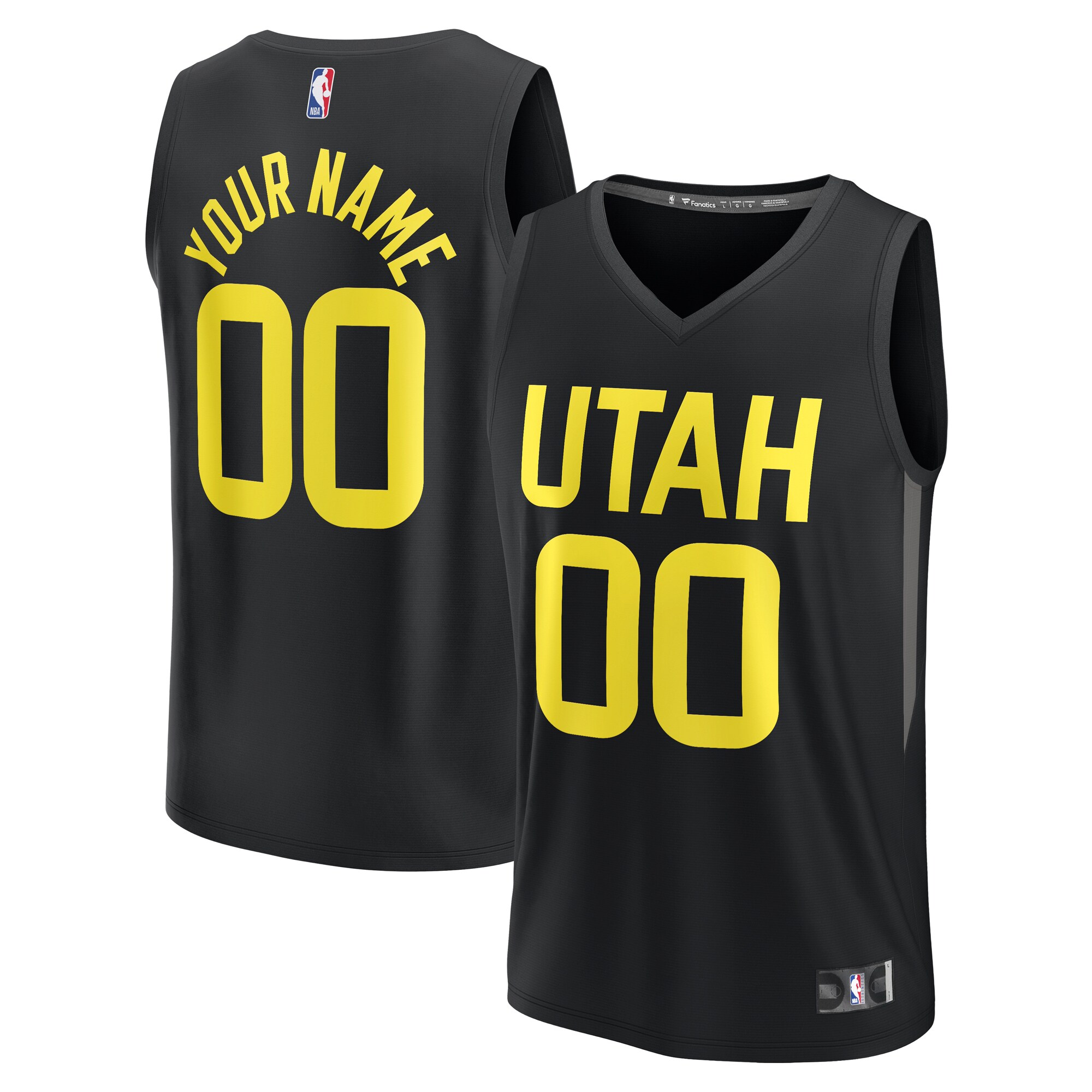 Utah Jazz Fanatics Fast Break Custom Replica Jersey - Black - Statement Edition