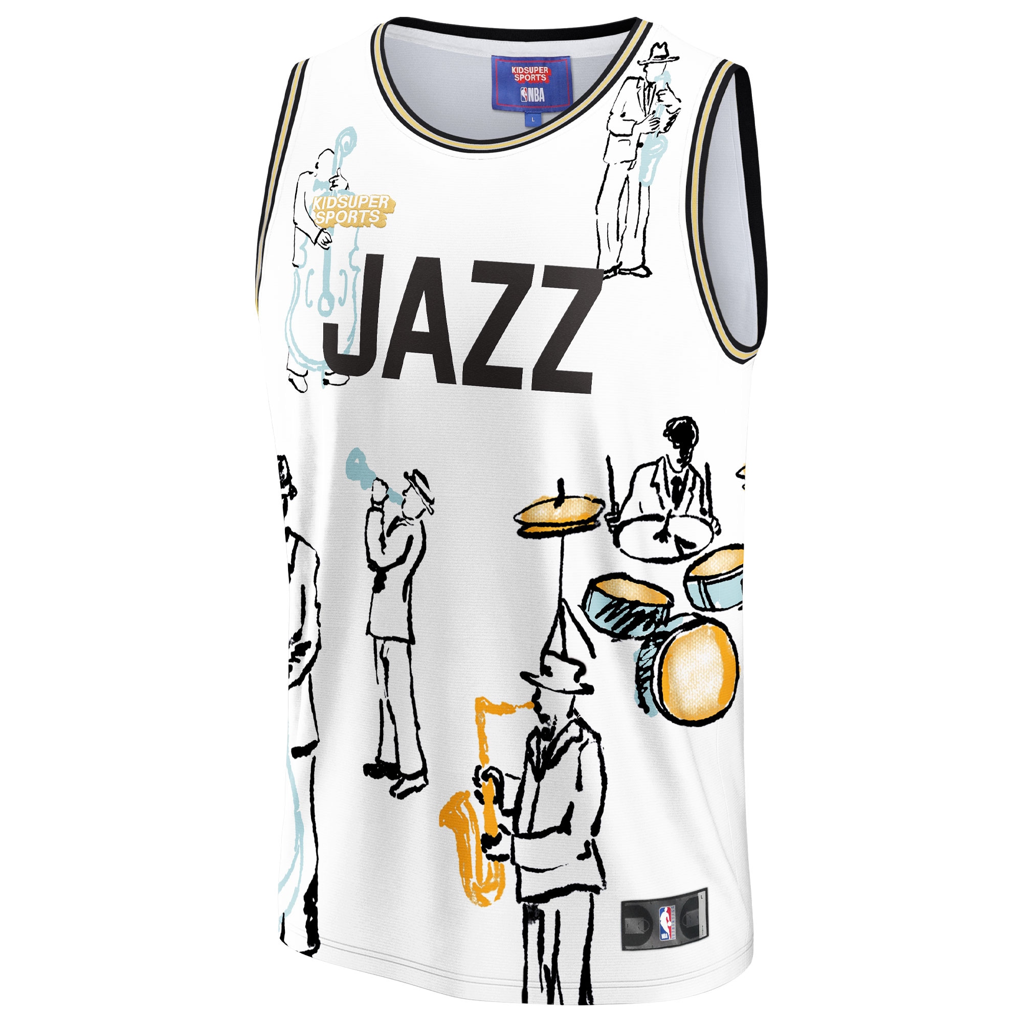 Alternative view of Utah Jazz Nba & Kidsuper Studios By Fanatics Unisex Hometown Jersey - White