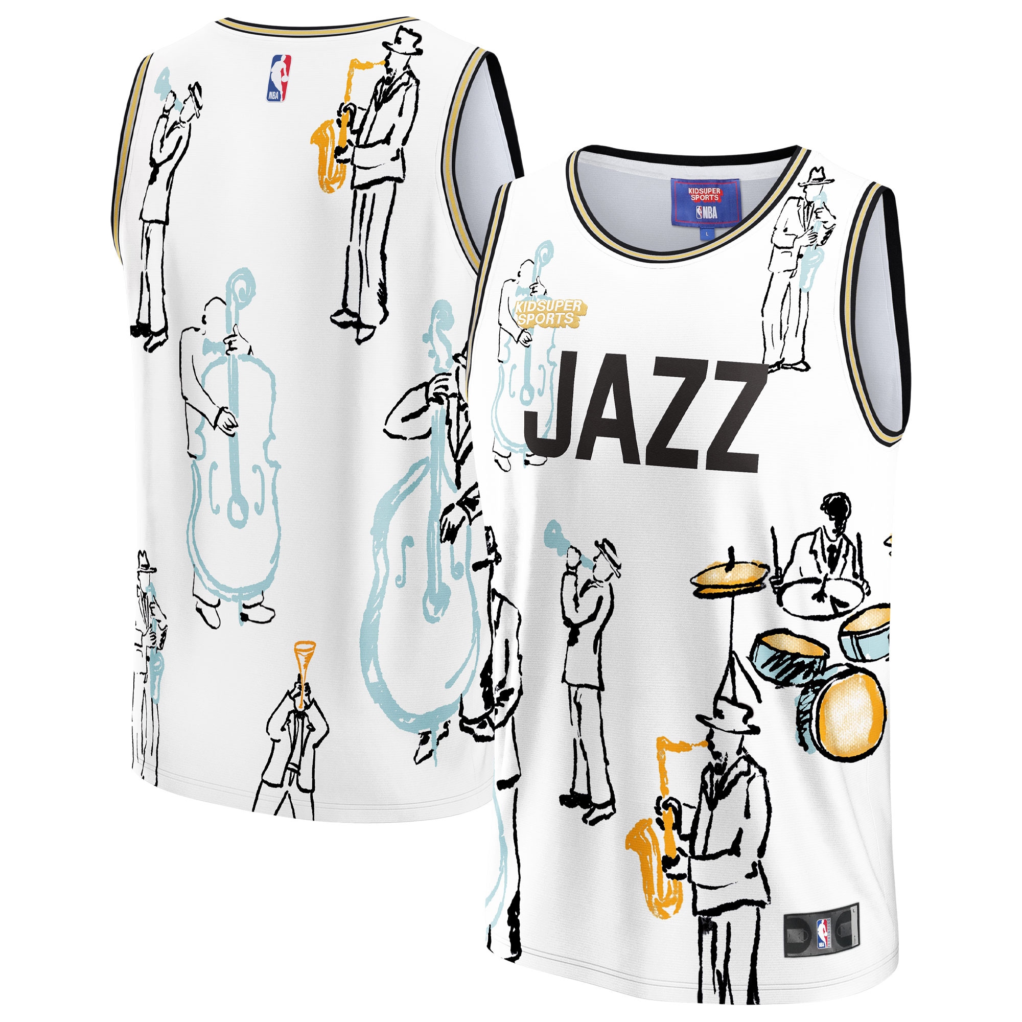 Alternative view of Utah Jazz Nba & Kidsuper Studios By Fanatics Unisex Hometown Jersey - White