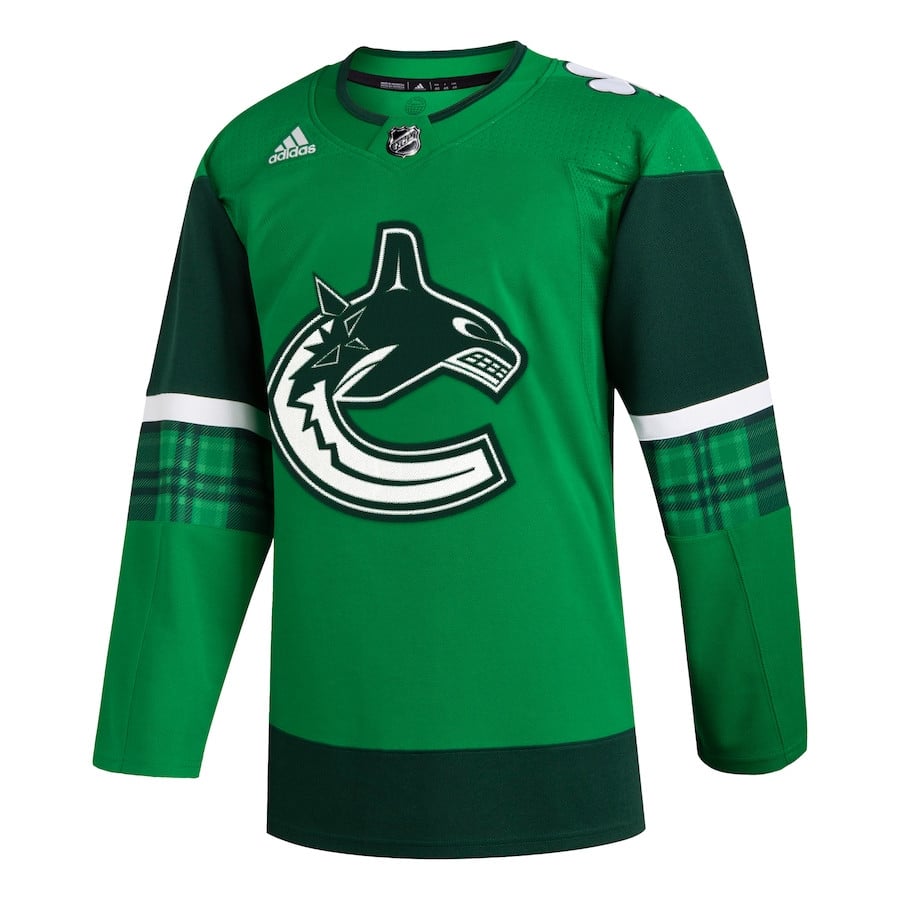 Alternative view of Vancouver Canucks 2023 St. Patrick's Day Primegreen Men Jersey - Kelly Green - JS763 