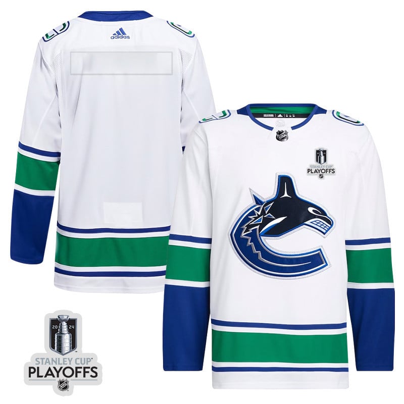 Vancouver Canucks 2024 NHL Playoffs Patch Away Jersey - Men, White - JS757 