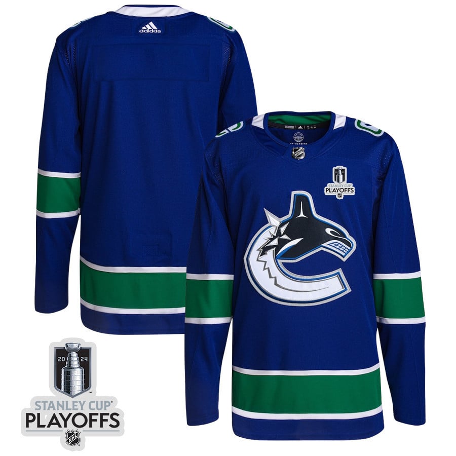 Vancouver Canucks 2024 NHL Playoffs Patch Home Jersey - Men, Blue - JS148 
