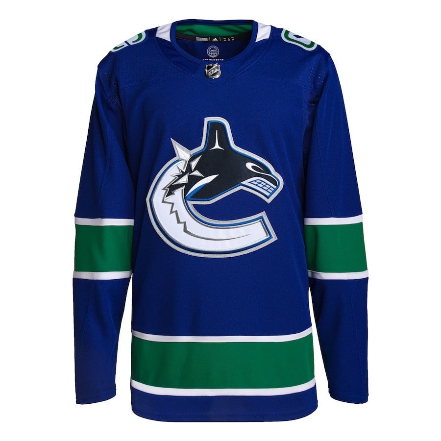 Alternative view of Vancouver Canucks 2024 NHL Playoffs Patch Home Jersey - Men, Blue - JS148 