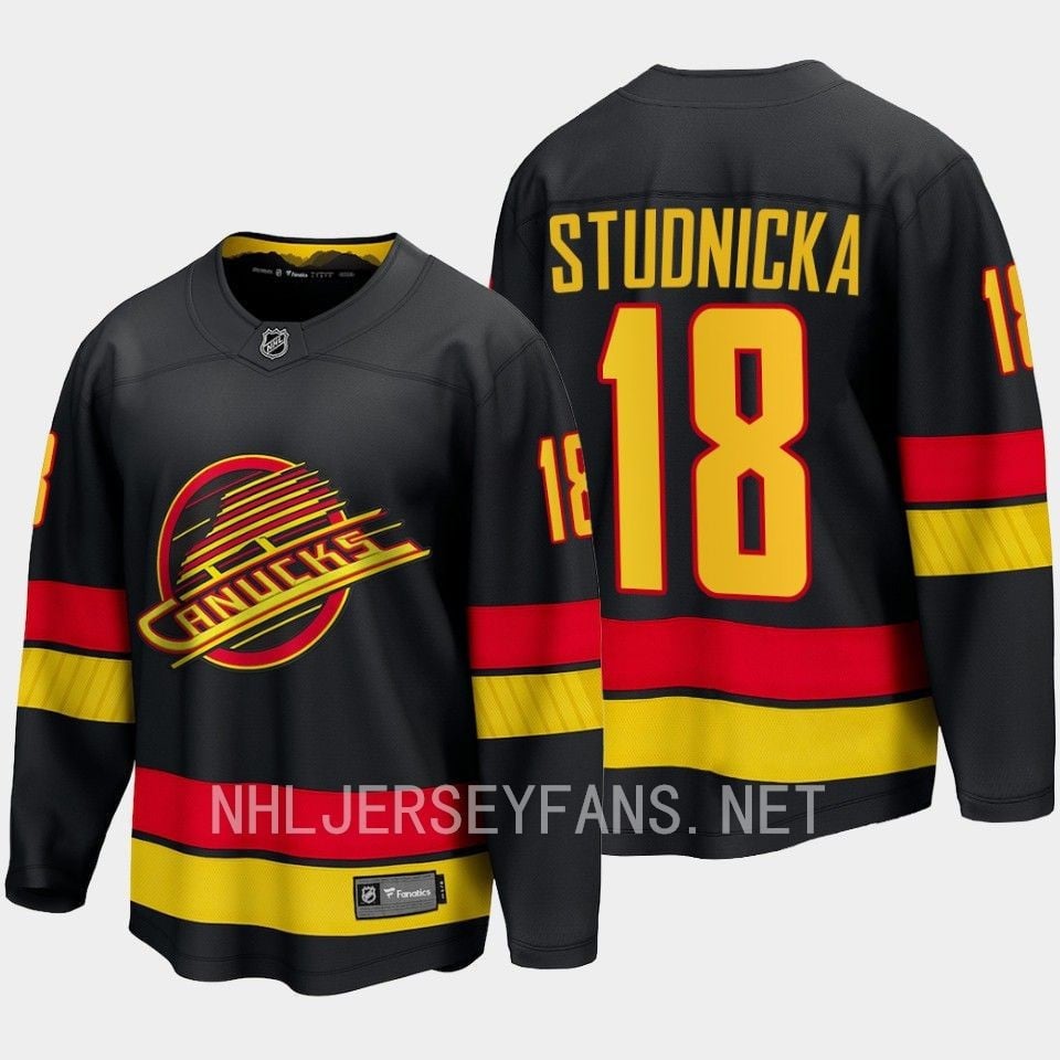Vancouver Canucks Jack Studnicka 18 2023-24 Alternate Jersey Breakaway Black - JS352 