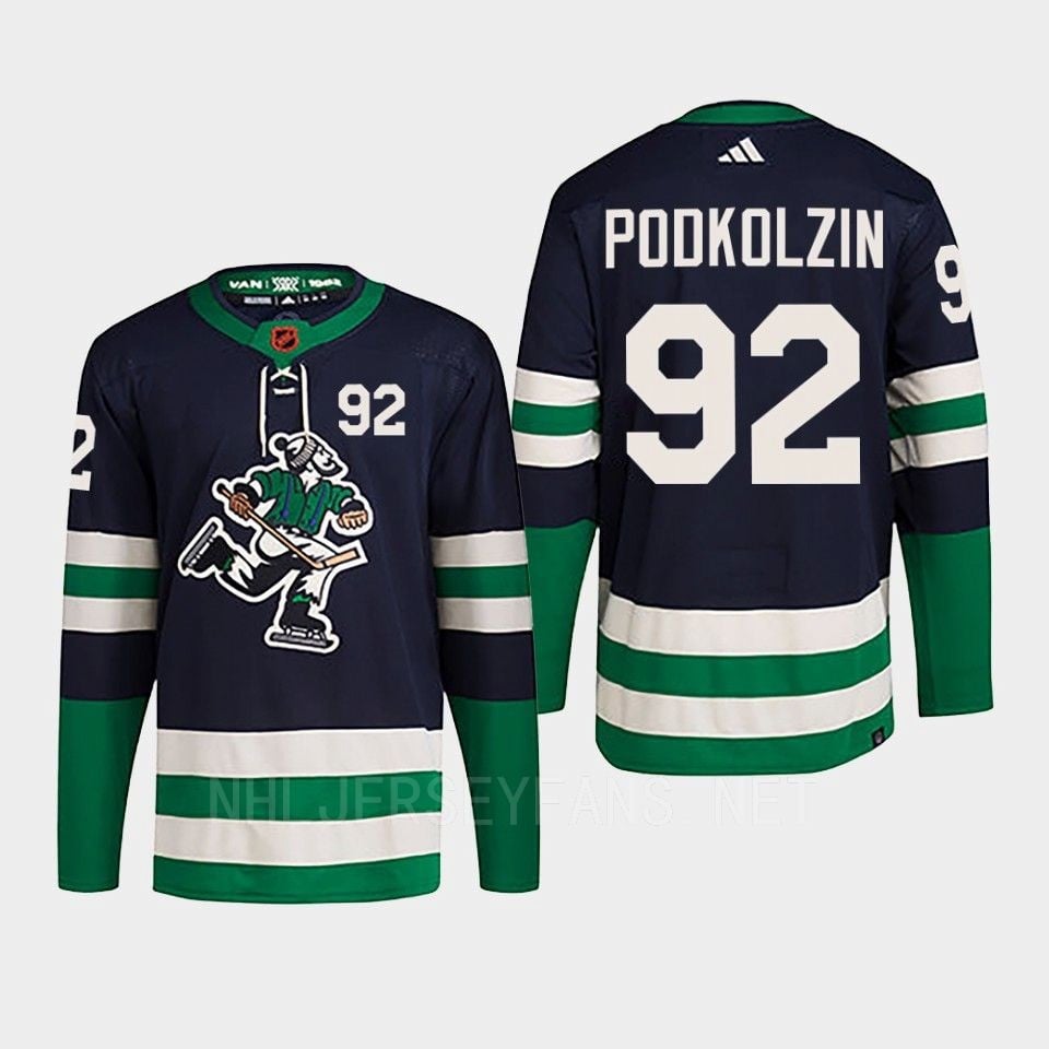 Vasily Podkolzin 92 Reverse Retro 2.0 2022 Vancouver Canucks Navy Jersey Primegreen - JS608 