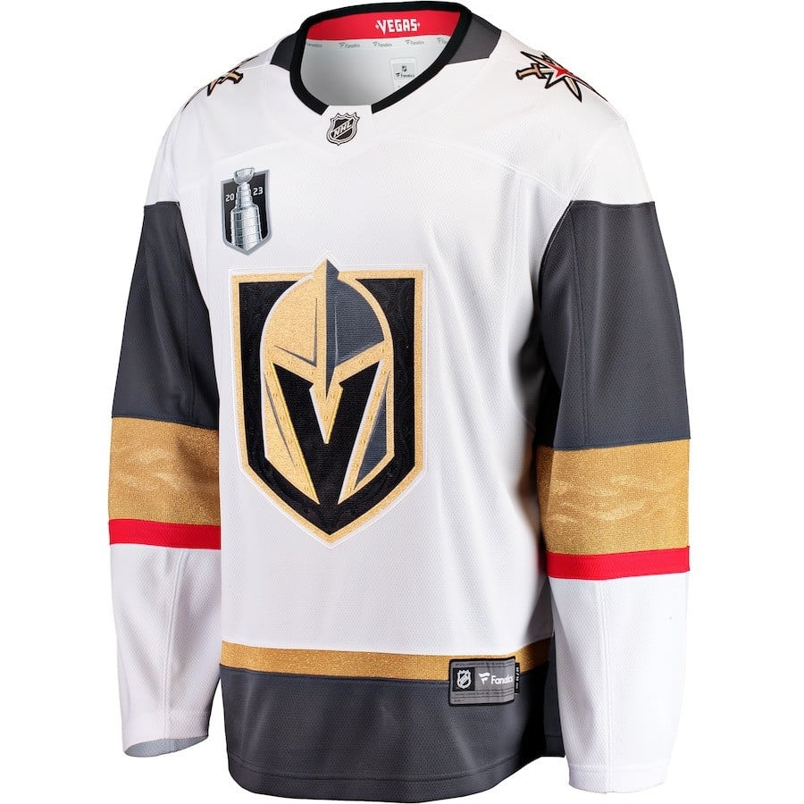 Alternative view of Vegas Golden Knights 2023 Stanley Cup Final Away Breakaway Jersey - White - JS417 