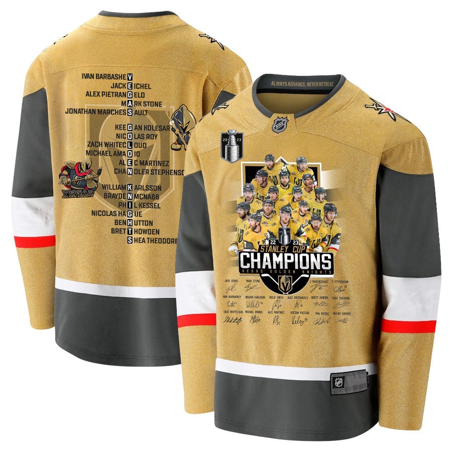 Vegas Golden Knights Celebrating Vegas' Championship 2023 Stanley Cup Men Jersey - Yellow - JS312 