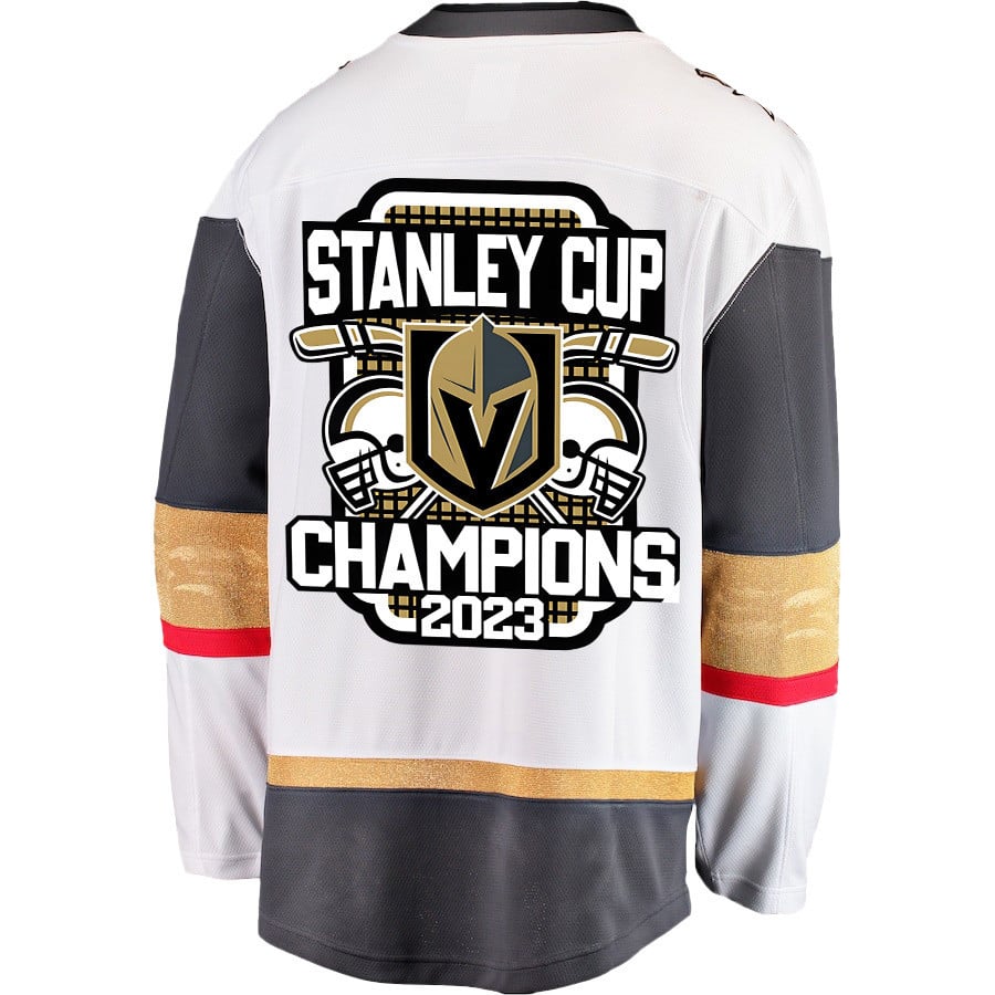 Alternative view of Vegas Golden Knights Crowned Champions 2023 Stanley Cup Men Jersey - White - JS472 