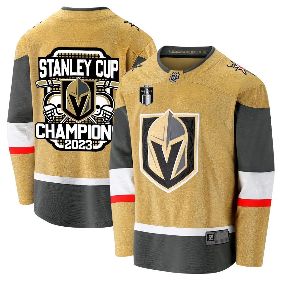 Vegas Golden Knights Crowned Champions 2023 Stanley Cup Men Jersey - Yellow - JS654 