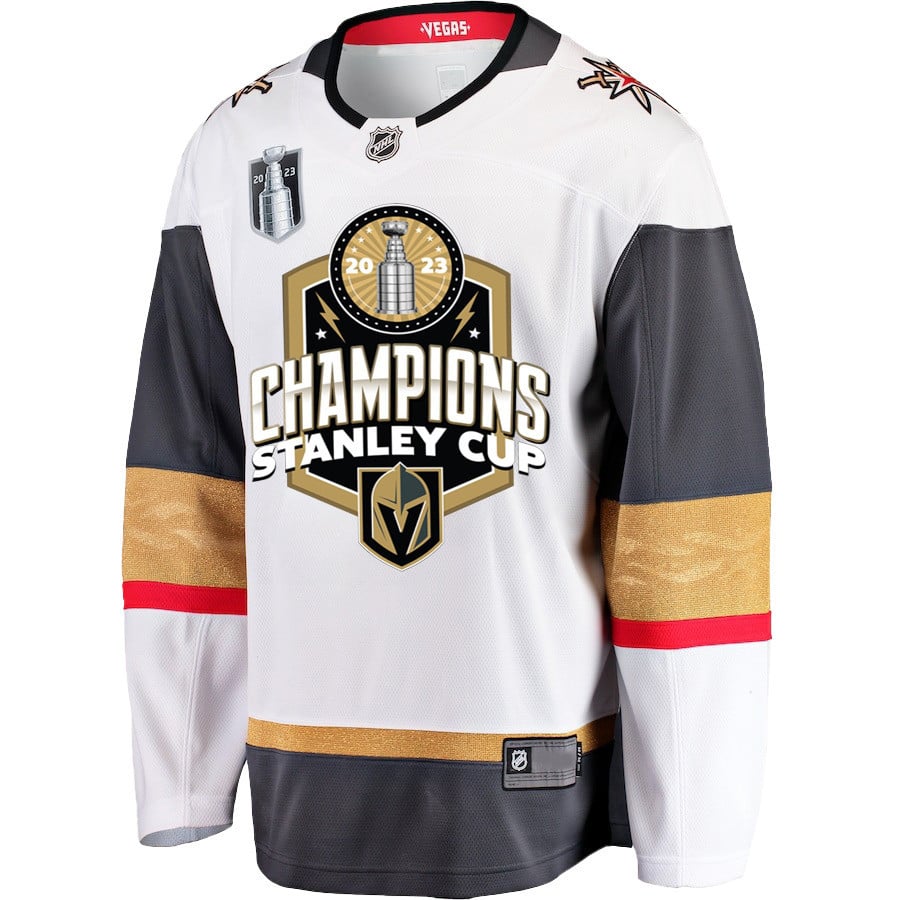 Alternative view of Vegas Golden Knights Journey to 2023 Stanley Cup Glory Men Jersey - White - JS719 