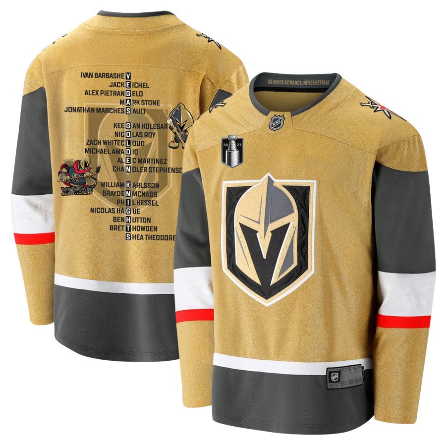 Vegas Golden Knights Players List 2023 Stanley Cup Men Jersey - Yellow - JS703 