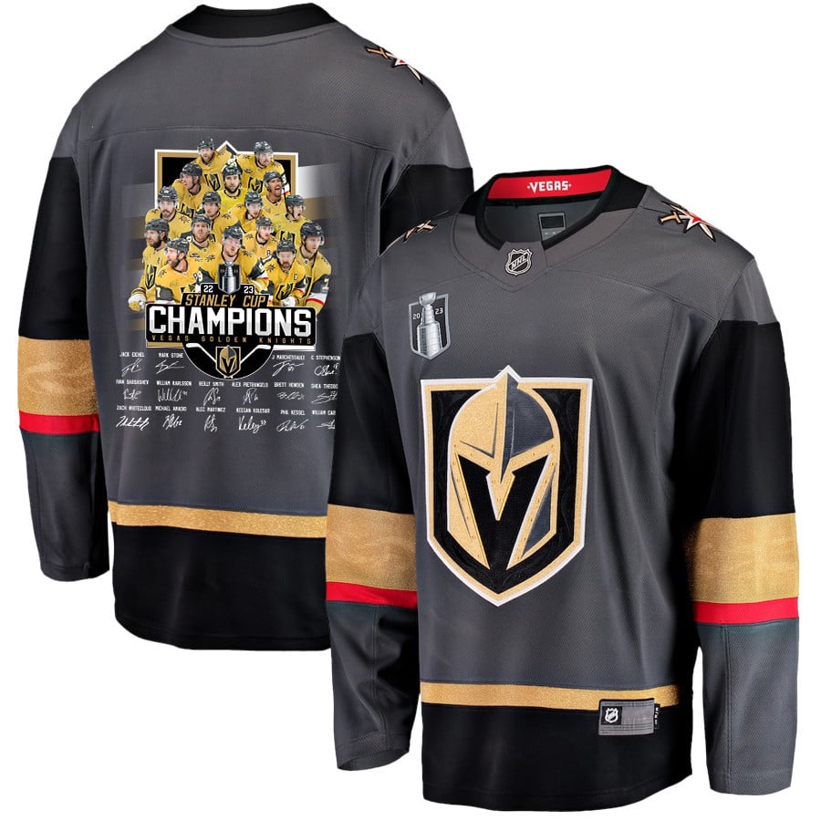Vegas Golden Knights Players Signatures 2023 Stanley Cup Men Jersey - Black - JS178 