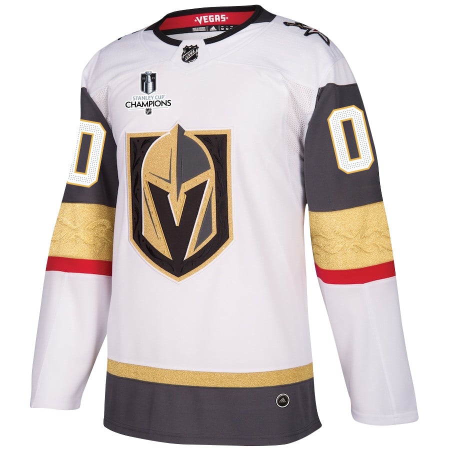 Alternative view of Vegas Golden Knights Stanley Cup 2023 Champions Patch Away Breakaway Custom Men Jersey - White - JS917 