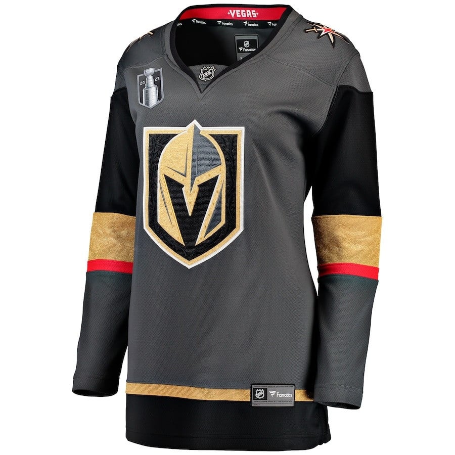 Alternative view of Vegas Golden Knights Women's 2023 Stanley Cup Final Alternate Breakaway Jersey - Black - JS523 