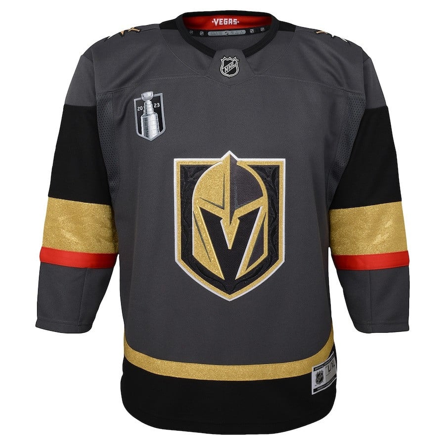 Alternative view of Vegas Golden Knights Youth 2023 Stanley Cup Final Alternate Jersey - Black - JS361 