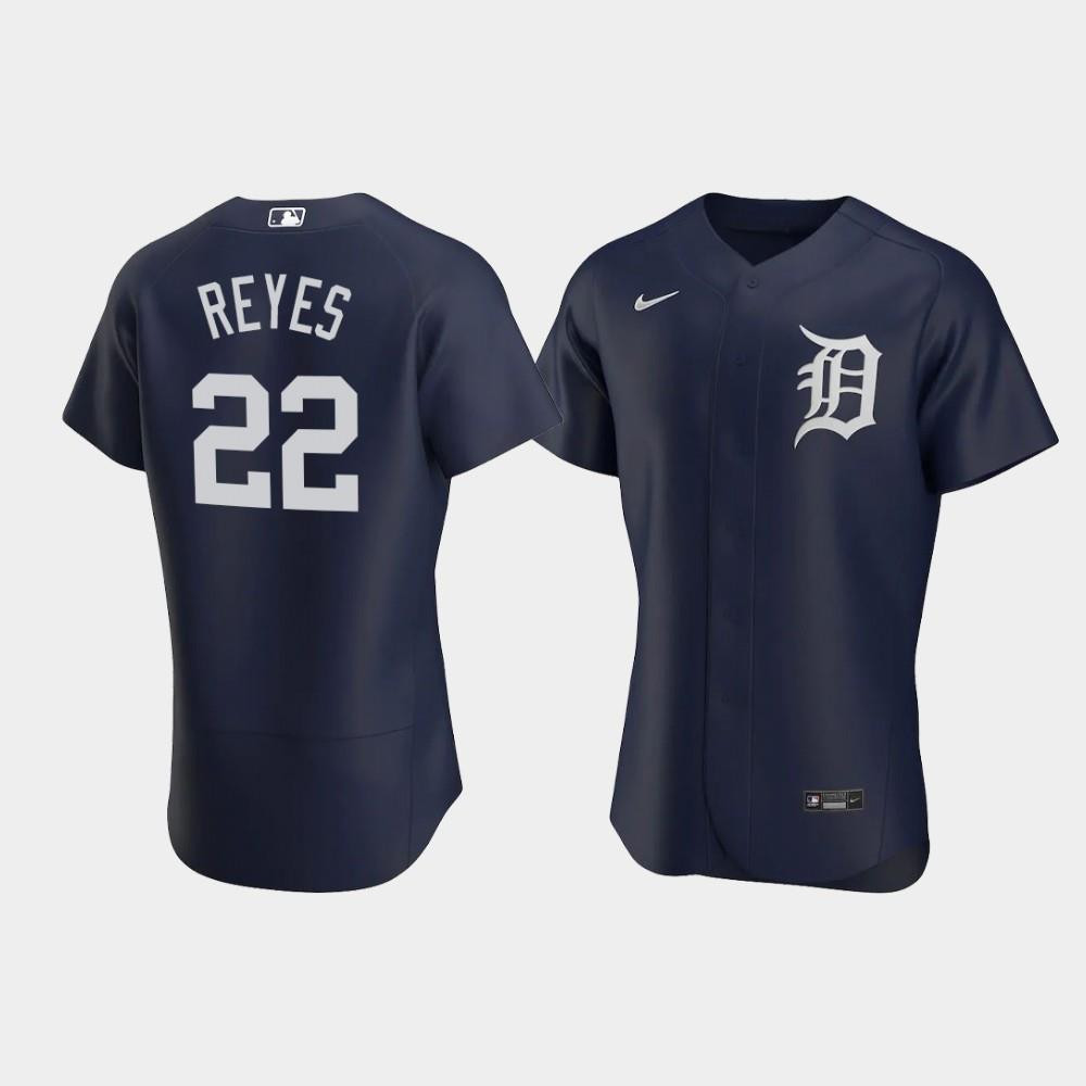 Victor Reyes 22 Detroit Tigers Team Logo Navy Alternate Jersey Jersey