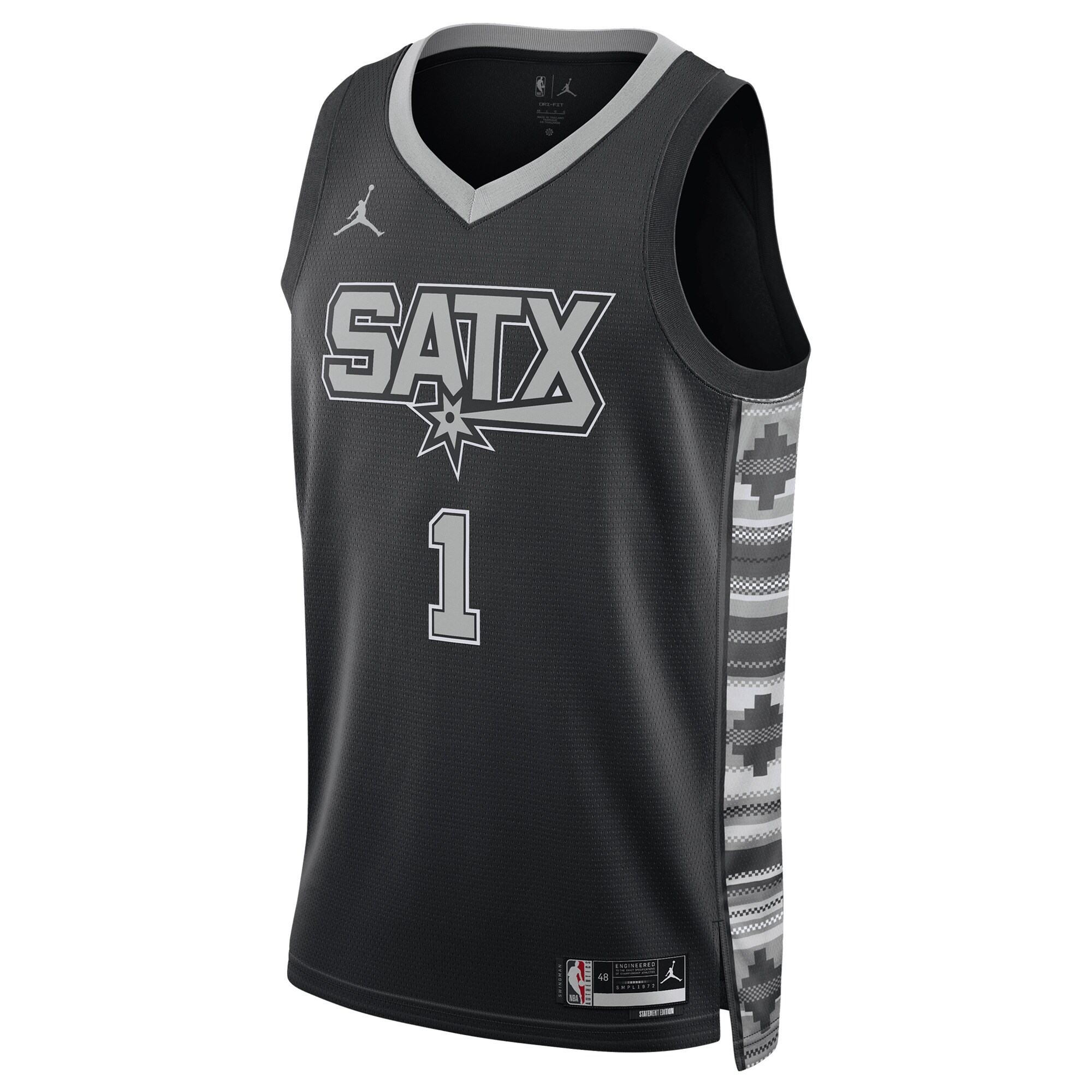 Alternative view of Victor Wembanyama San Antonio Spurs Jordan Brand Unisex Swingman Jersey - Statement Edition - Black