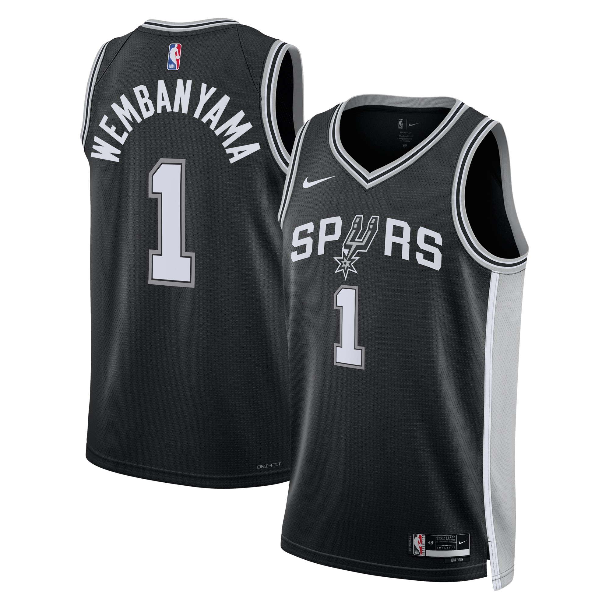 Victor Wembanyama San Antonio Spurs Unisex 2023 Nba Draft First Round Pick Swingman Jersey - Icon Edition - Black