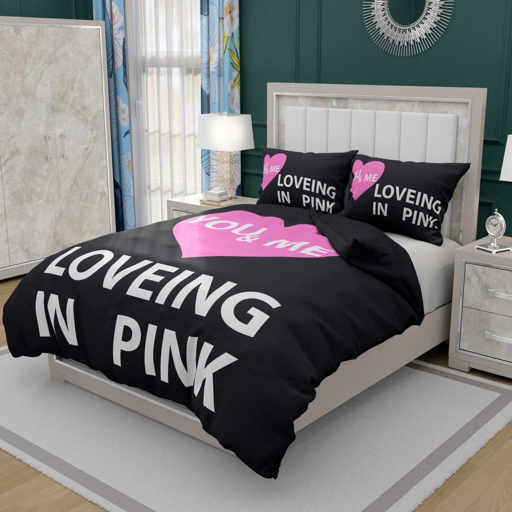 Alternative view of Victoria's Secret VS Loveing in Pink You & Men Bedding Set - Custom Bedding Set