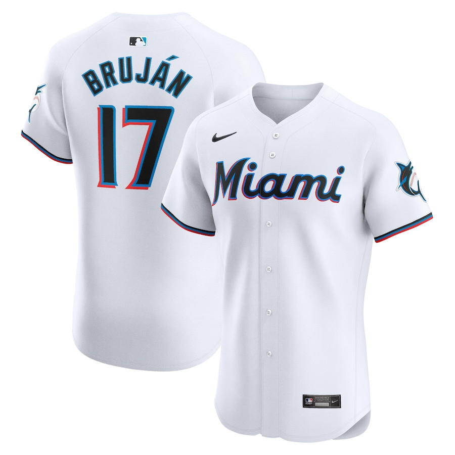 Vidal Brujan 17 Miami Marlins Home Elite Player Men Jersey - White 