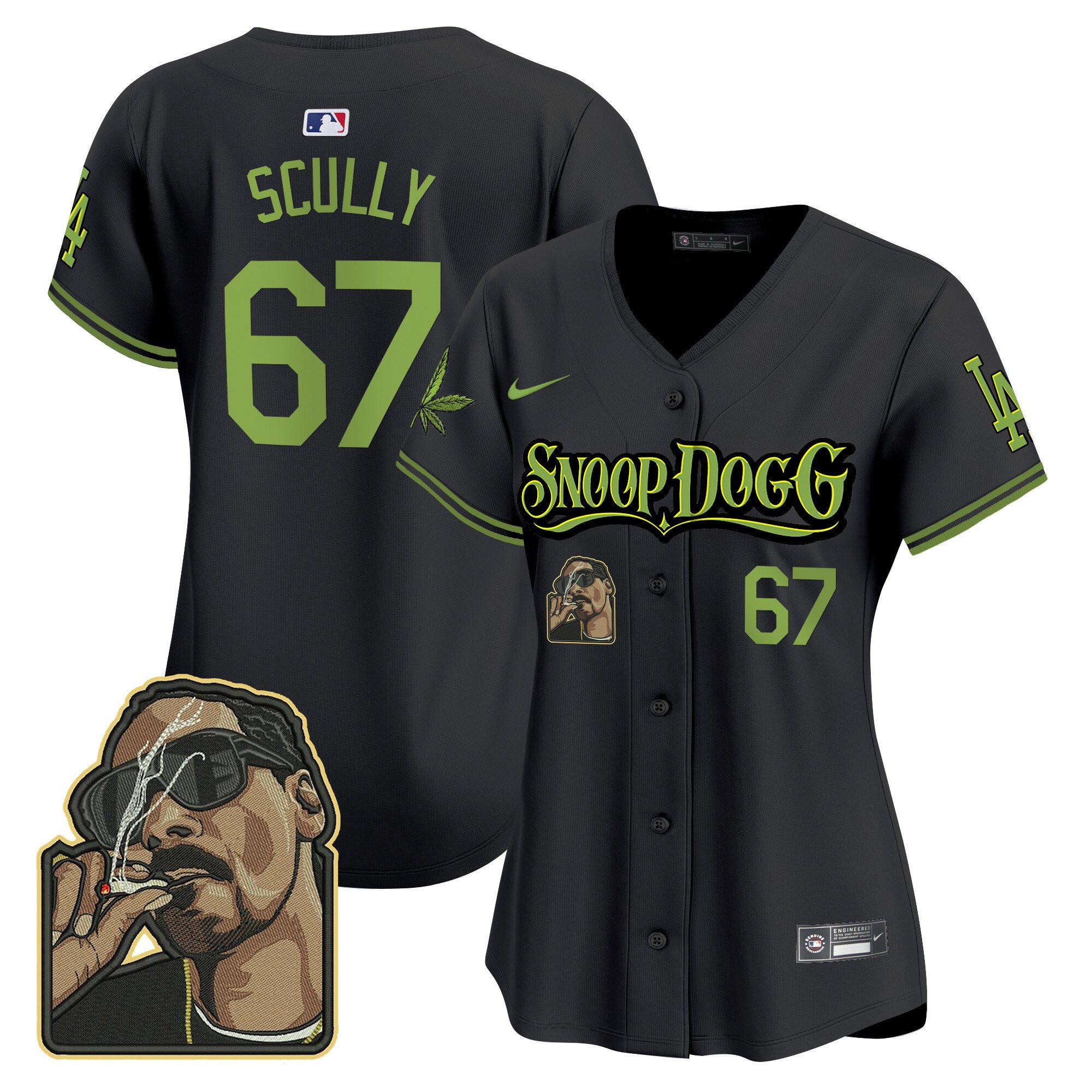 Vin Scully 67 Los Angeles Dodgers Snoop Dogg Women Jersey - Black 