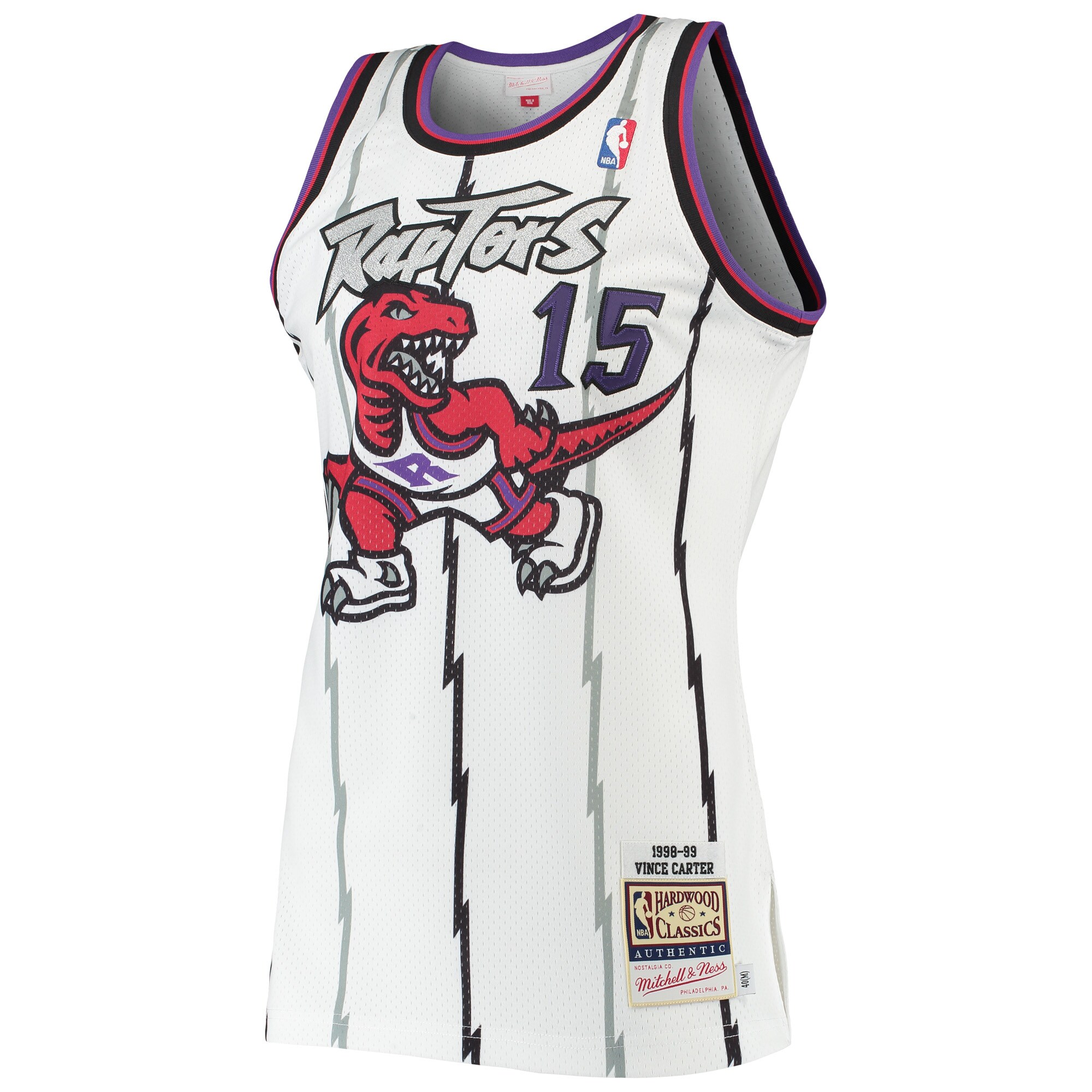 Alternative view of Vince Carter Toronto Raptors Mitchell & Ness 1998/99 Hardwood Classics Authentic Jersey - White