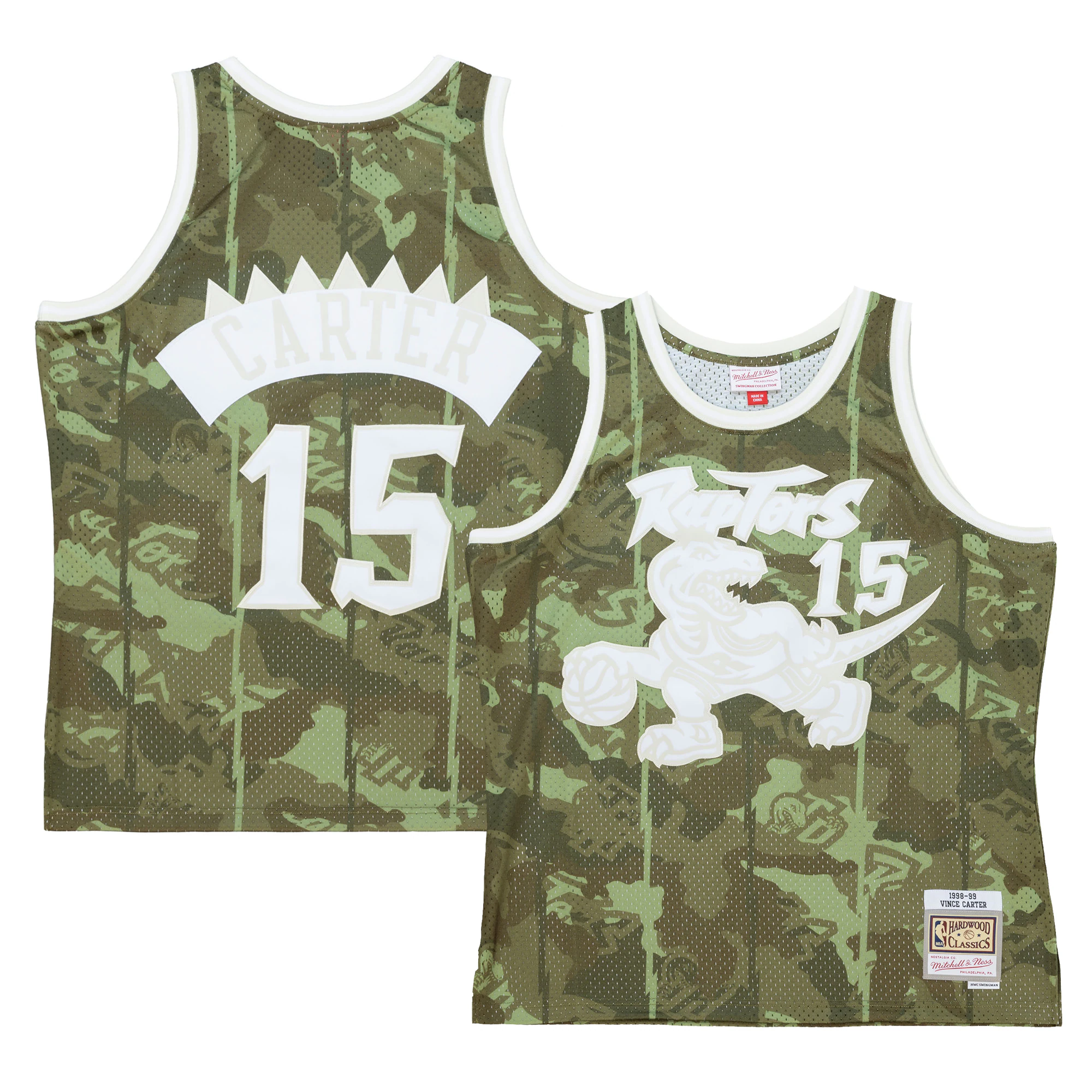 Alternative view of Vince Carter Toronto Raptors Mitchell & Ness Hardwood Classics 1998/99 Ghost Green Swingman Jersey - Camo