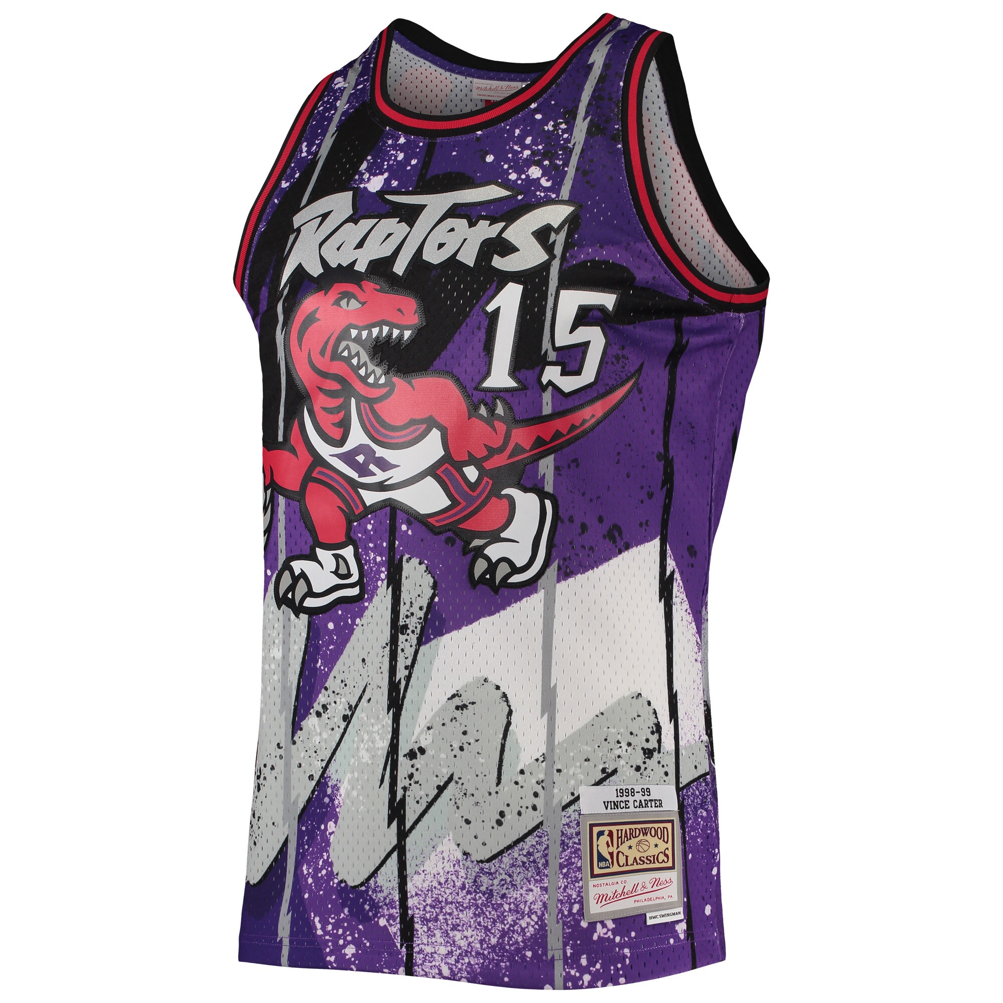 Alternative view of Vince Carter Toronto Raptors Mitchell & Ness Hardwood Classics 1998/99 Hyper Hoops Swingman Jersey - Purple
