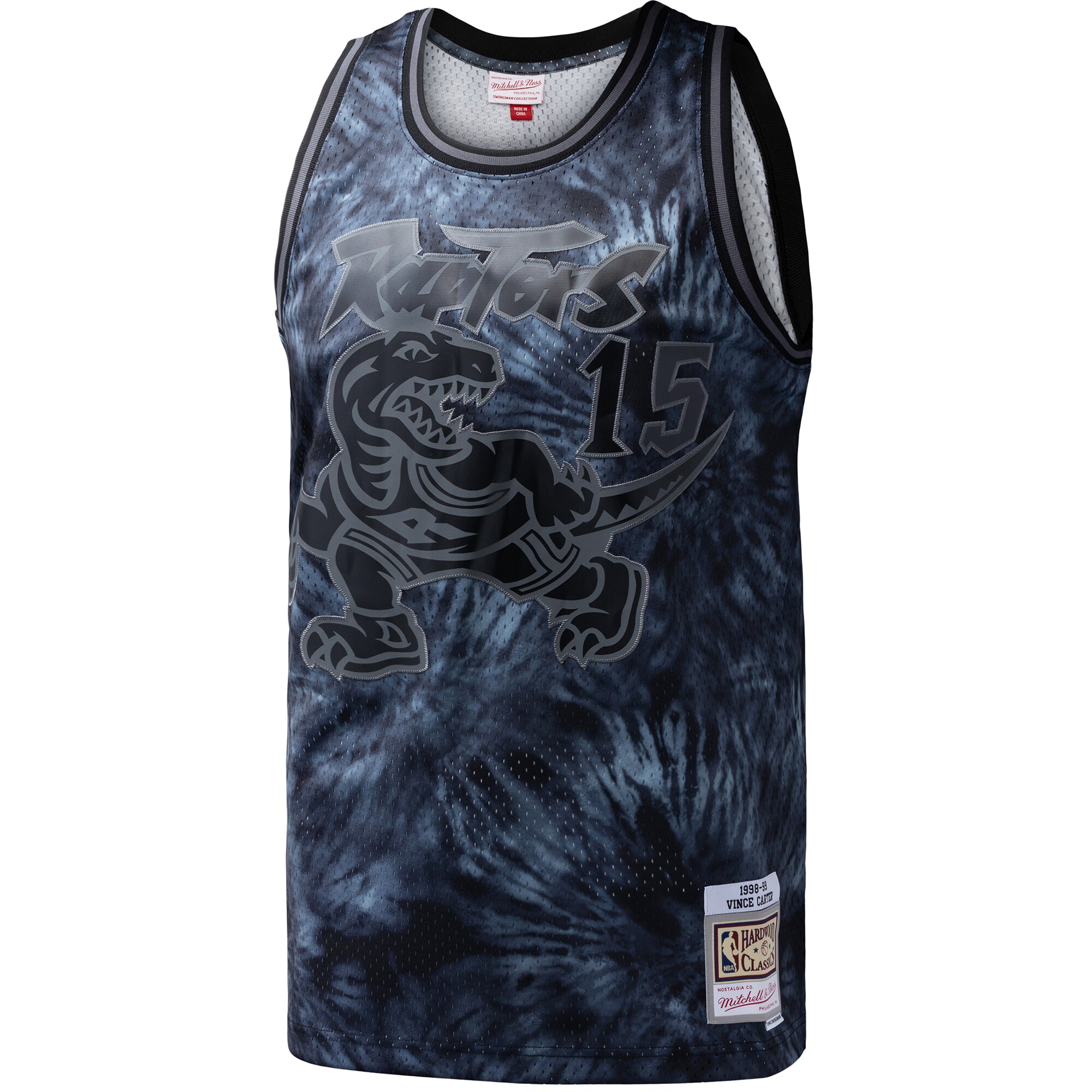 Alternative view of Vince Carter Toronto Raptors Mitchell & Ness Hardwood Classics 1998/99 Tie-dye Swingman Jersey - Black