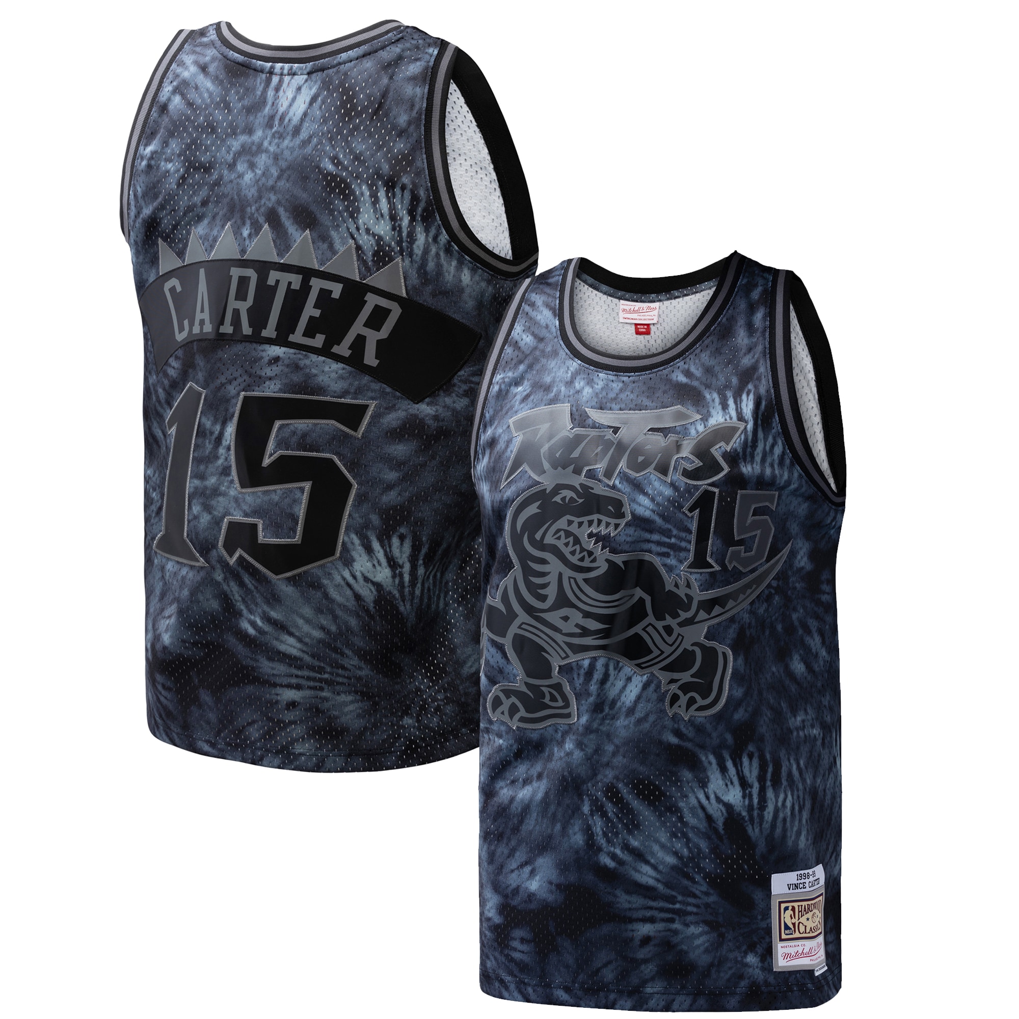 Vince Carter Toronto Raptors Mitchell & Ness Hardwood Classics 1998/99 Tie-dye Swingman Jersey - Black