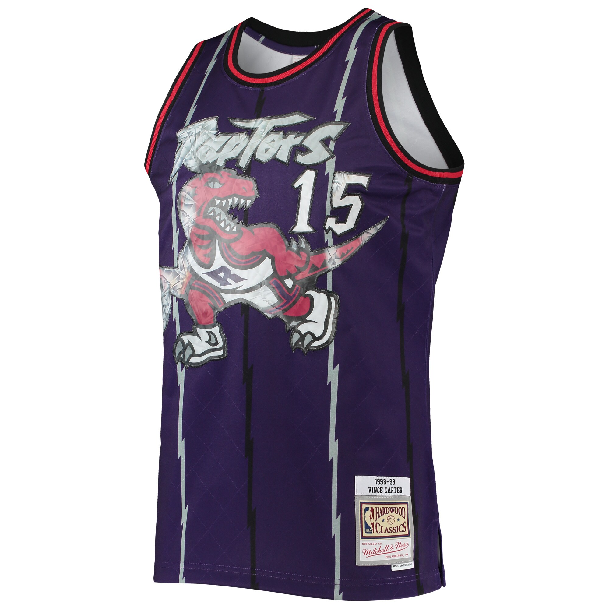 Alternative view of Vince Carter Toronto Raptors Mitchell & Ness 1998/99 Hardwood Classics Nba 75th Anniversary Diamond Swingman Jersey - Purple