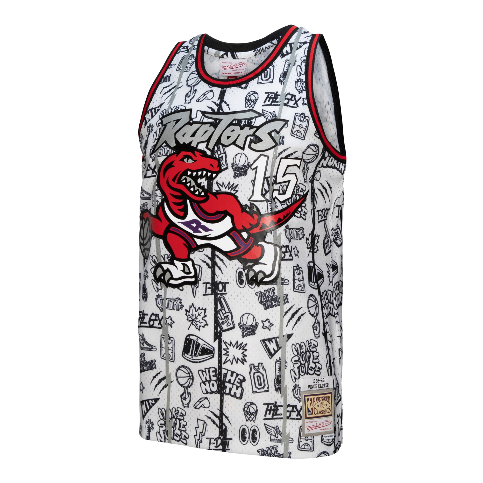Alternative view of Vince Carter Toronto Raptors Mitchell & Ness 1998/99 Swingman Jersey - White