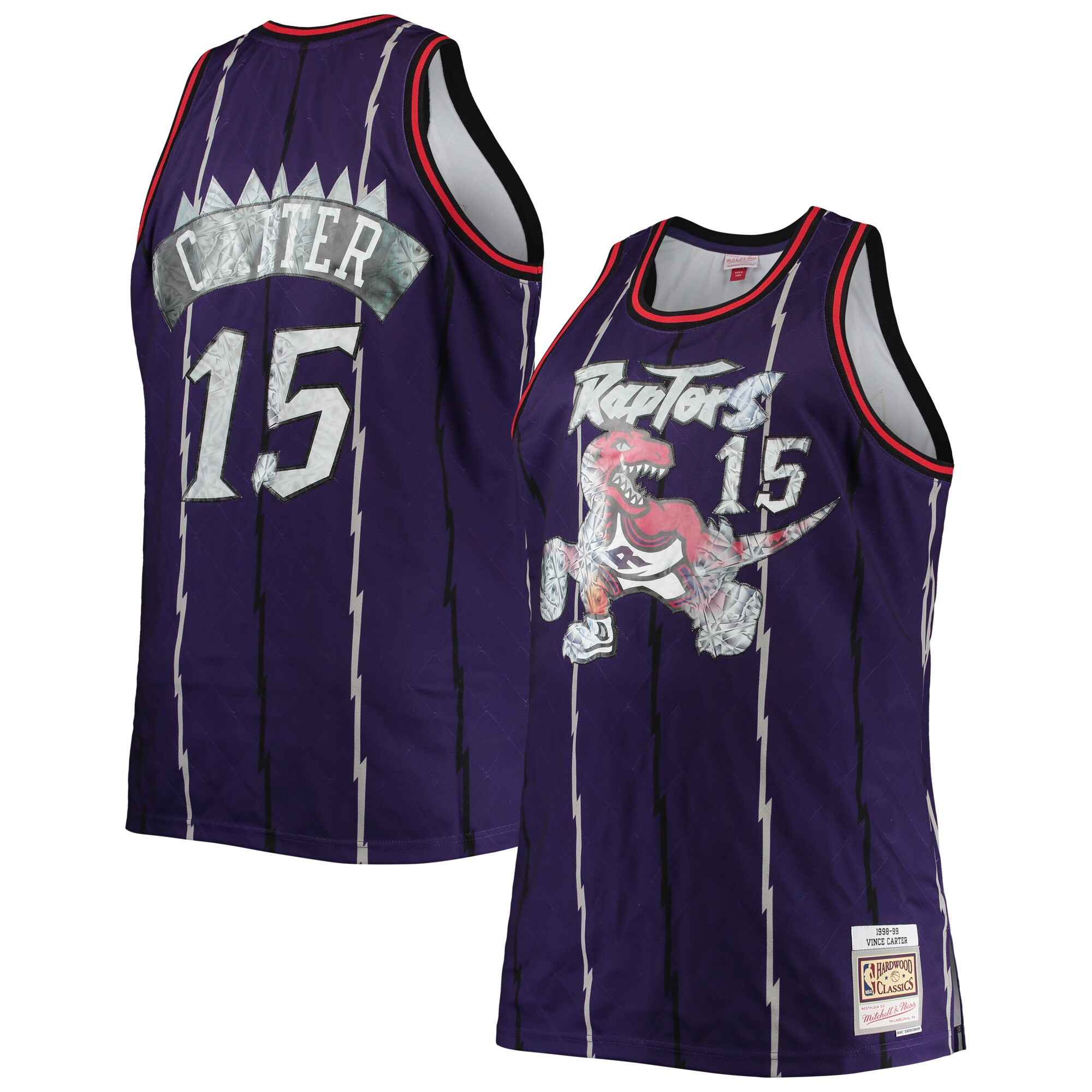 Alternative view of Vince Carter Toronto Raptors Mitchell & Ness Big & Tall 1998-99 Nba 75th Anniversary Diamond Swingman Jersey - Purple