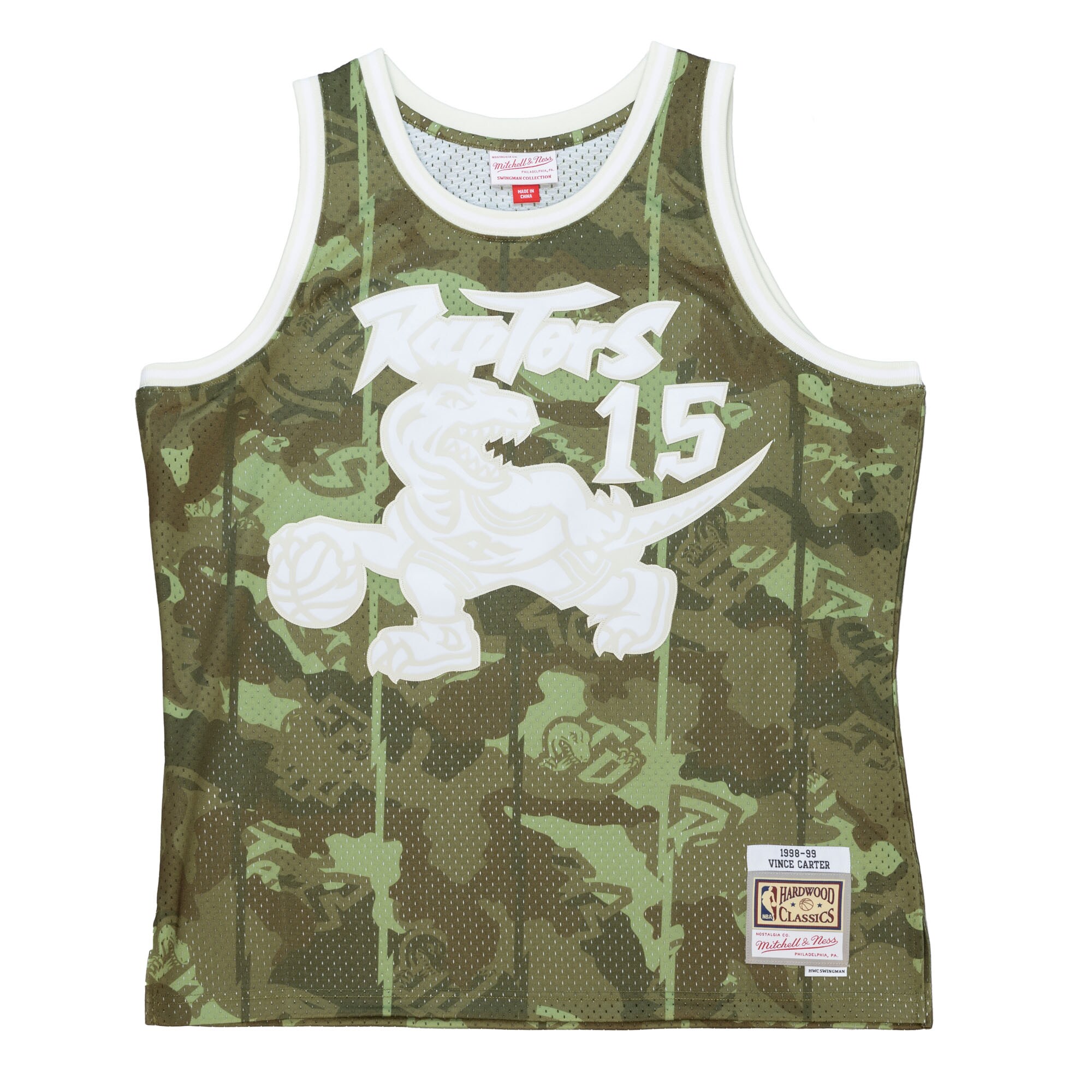 Alternative view of Vince Carter Toronto Raptors Mitchell & Ness Hardwood Classics 1998/99 Ghost Green Swingman Jersey - Camo