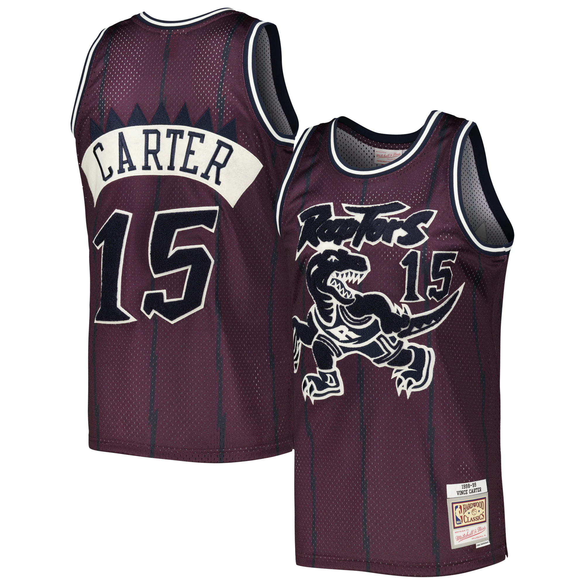 Alternative view of Vince Carter Toronto Raptors Mitchell & Ness Hardwood Classics Off-court Swingman Jersey - Purple