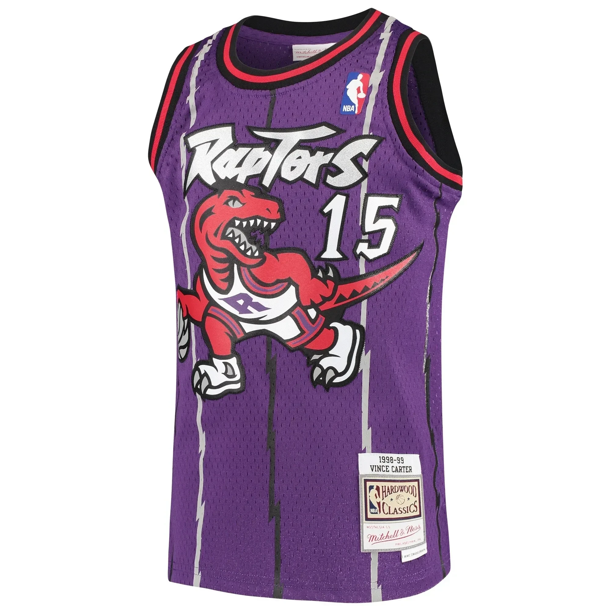 Alternative view of Vince Carter Toronto Raptors Mitchell & Ness Youth 1998/99 Hardwood Classics Swingman Throwback Jersey - Purple - JS182 