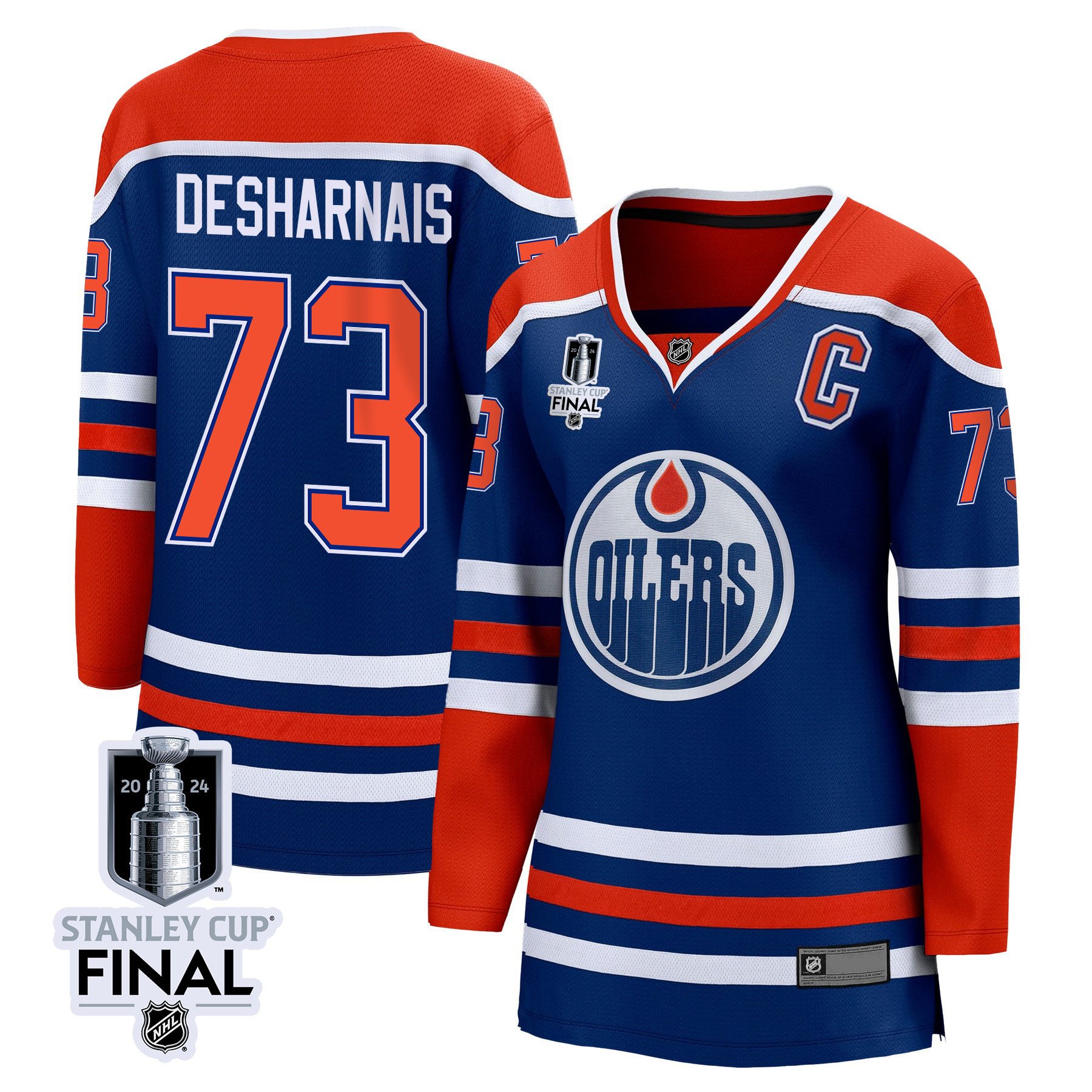 Vincent Desharnais 73 Edmonton Oilers 2024 STANLEY CUP Final Women's Home Jersey - Royal - JS685 