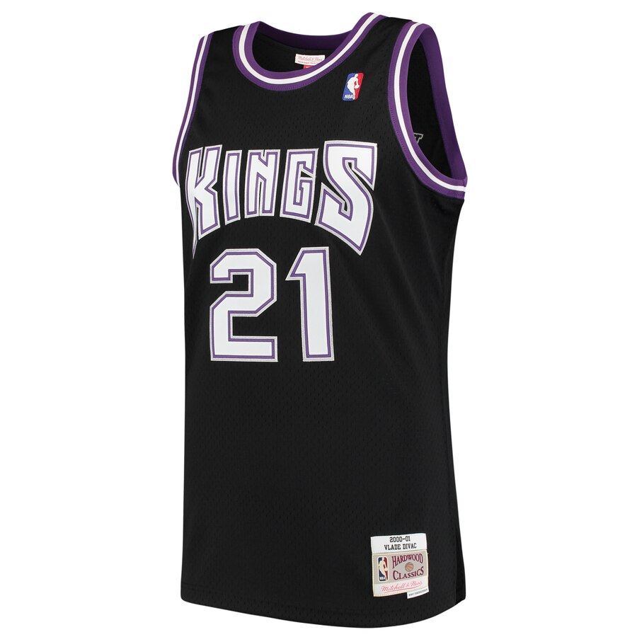 Alternative view of Vlade Divac Sacramento Kings Mitchell & Ness 2000-01 Hardwood Classics Swingman Jersey - Black