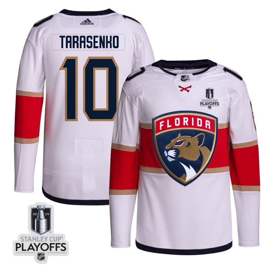 Vladimir Tarasenko 10 Florida Panthers 2024 NHL Playoffs Patch Away Jersey Customized - Men, White - JS506 