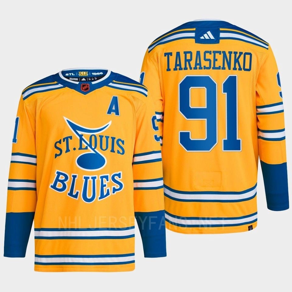Vladimir Tarasenko 91 Reverse Retro 2.0 2022 St. Louis Blues Yellow Jersey Primegreen - JS547 