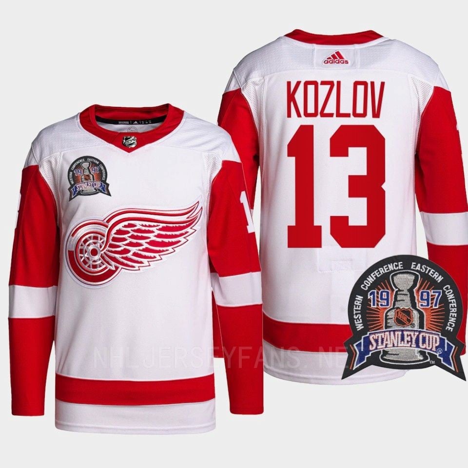 Vyacheslav Kozlov 13 1997 Stanley Cup Detroit Red Wings Red Jersey 25th Anniversary - JS756 