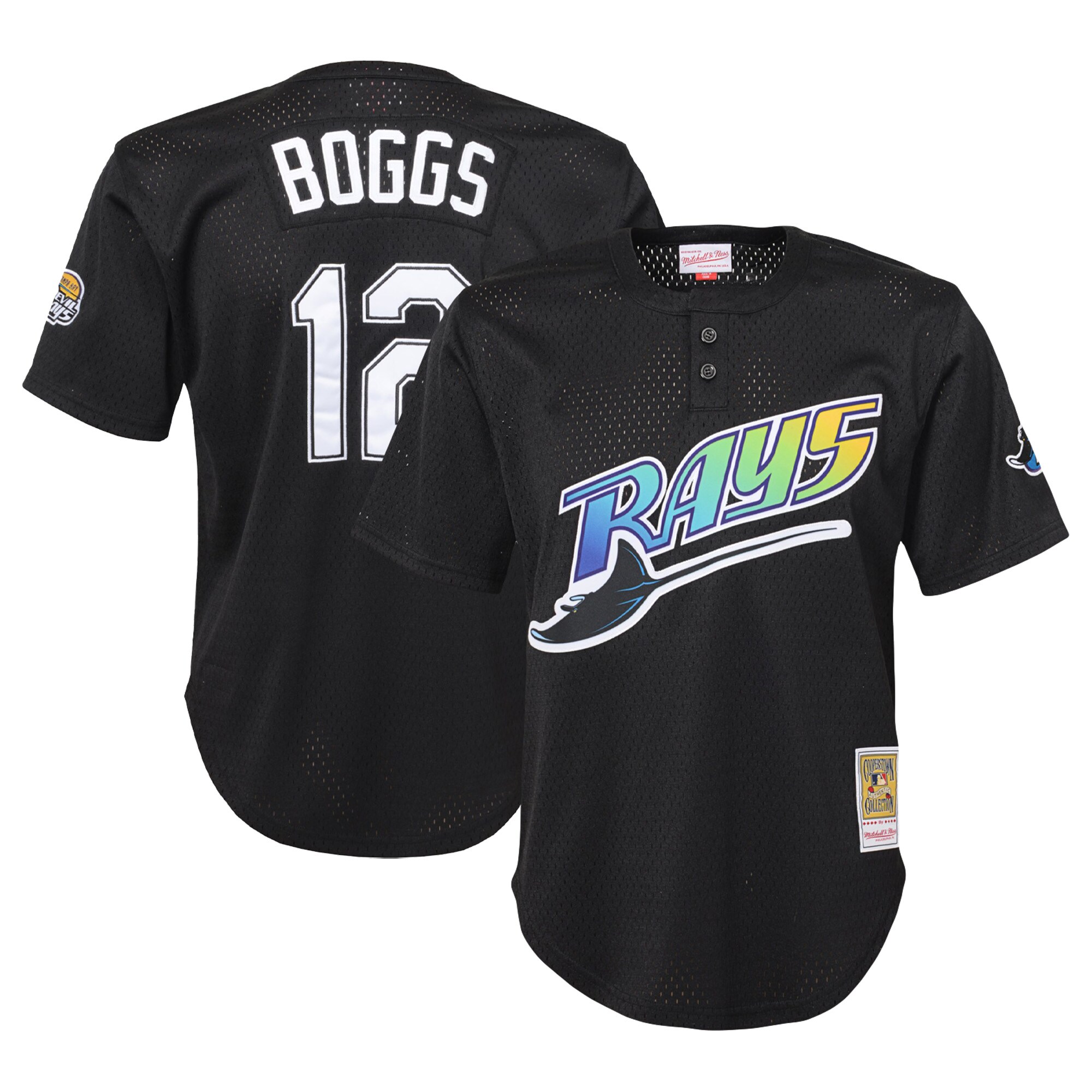 Wade Boggs Tampa Bay Rays Mitchell & Ness Youth Cooperstown CollectionÃƒâ€šÃ‚Â mesh Batting Practice Jersey - Black