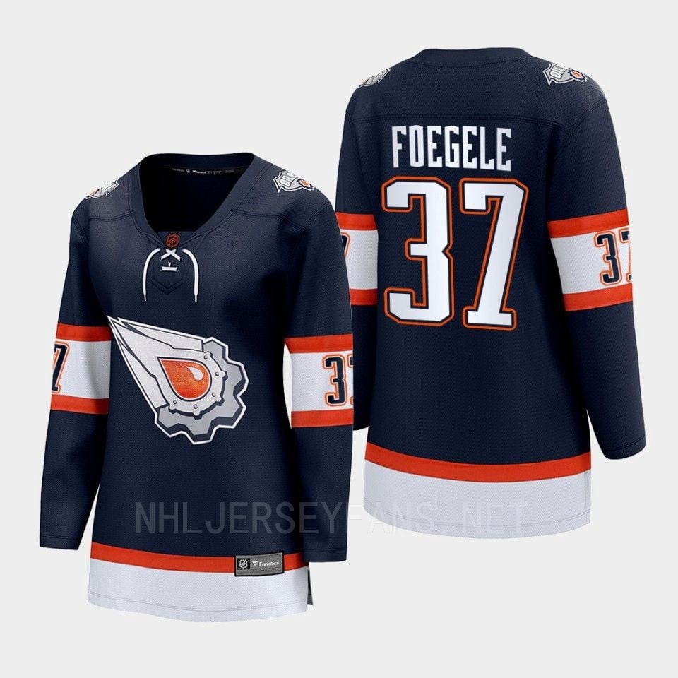 Warren Foegele 37 Edmonton Oilers 2022 Special Edition 2.0 Women Breakaway Player Retro Jersey Navy - JS161 